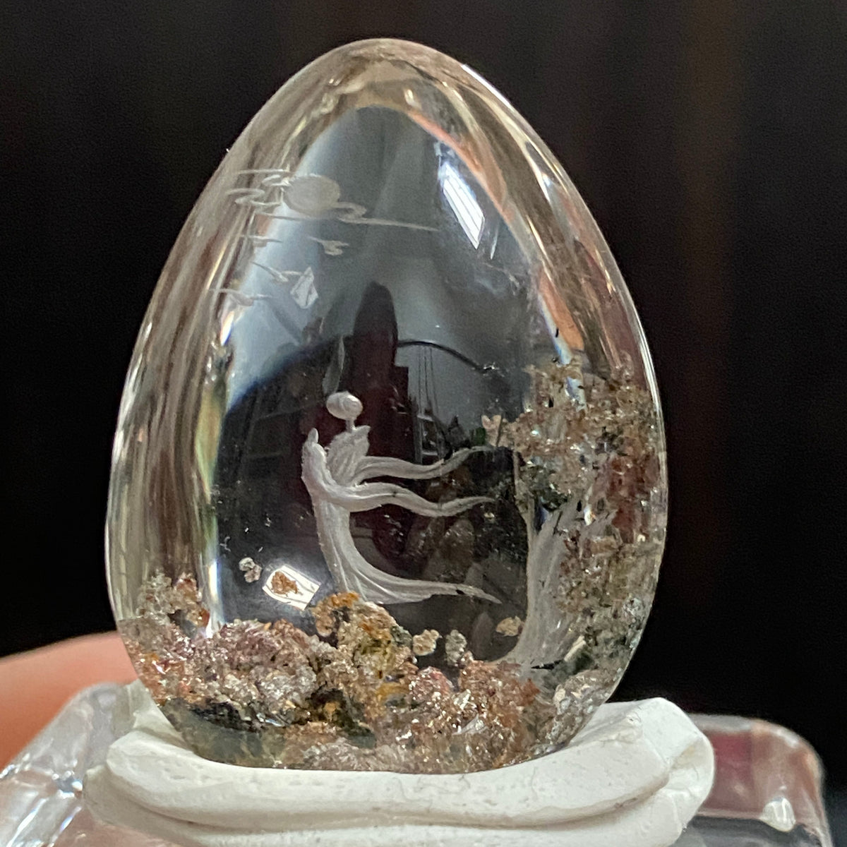 Smoky Sacred Forest Meditation — AAA Diamond-Etched Clear Landscape Quartz