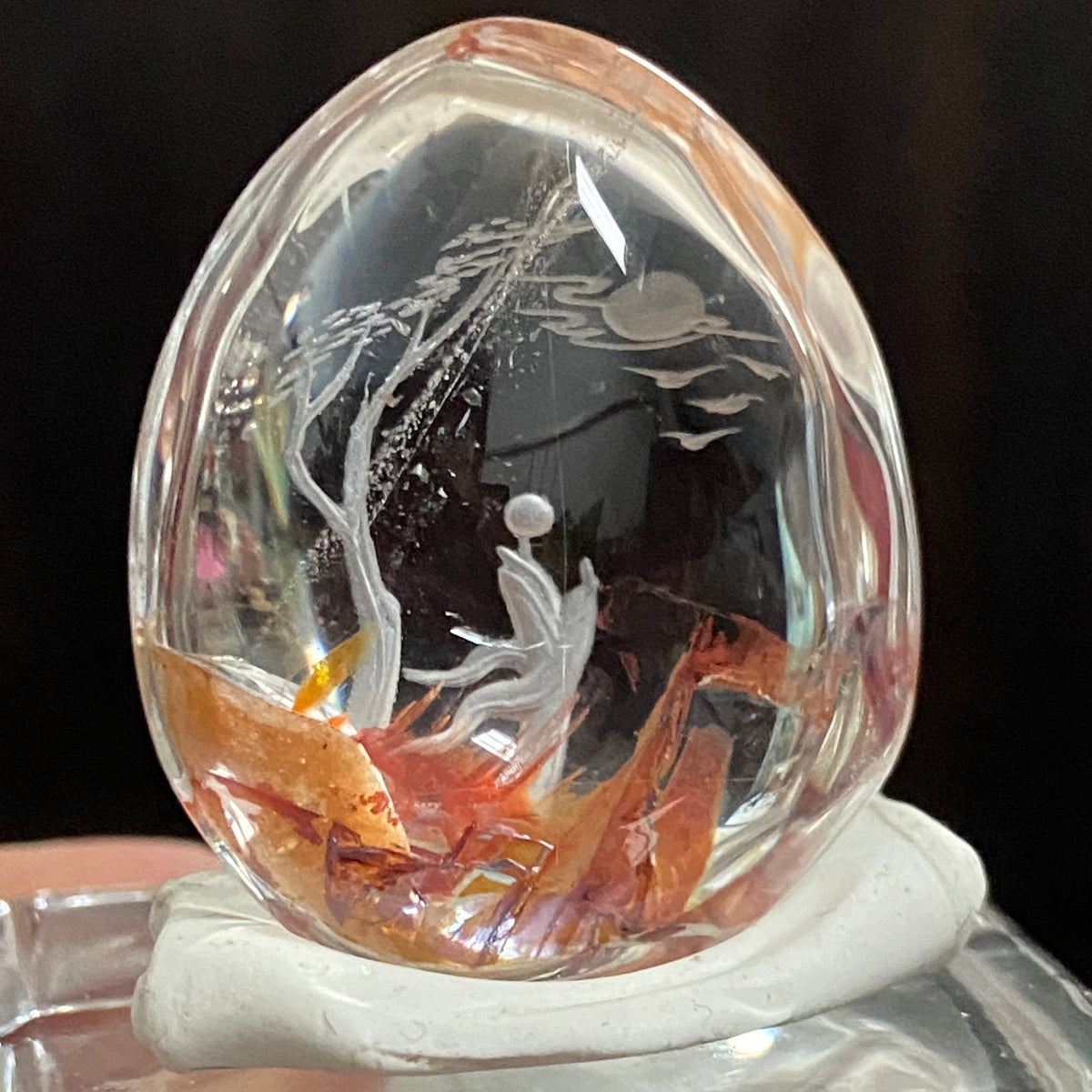 Celestial Tree and Autumn Earth — AAA Diamond-Etched Clear Landscape Quartz