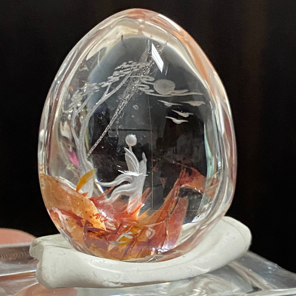 Celestial Tree and Autumn Earth — AAA Diamond-Etched Clear Landscape Quartz