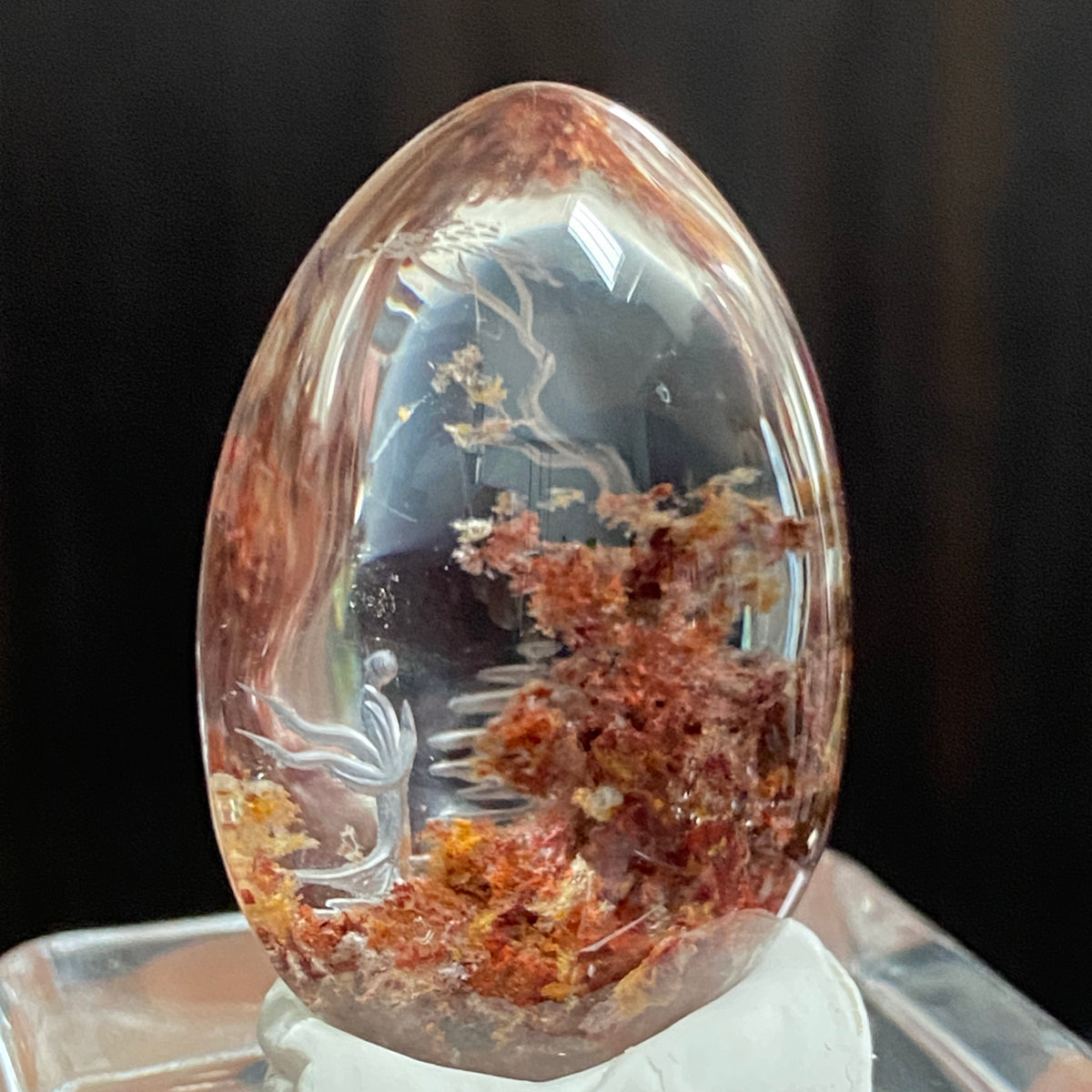 Red Grove and Celestial Stairway — AAA Diamond-Etched Clear Landscape Quartz