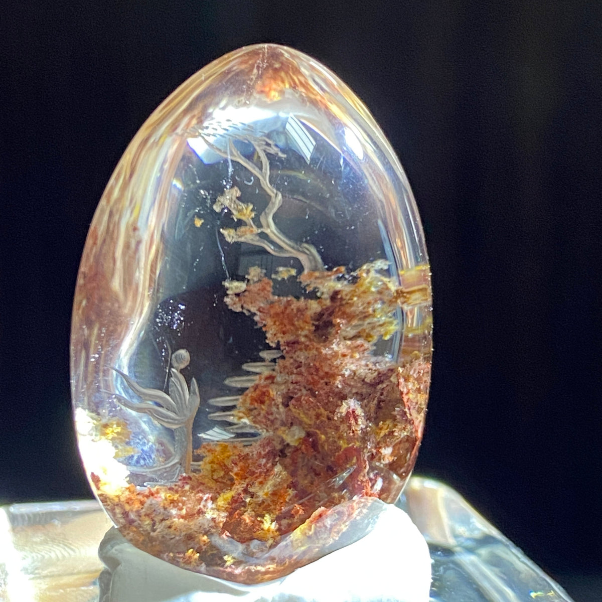 Red Grove and Celestial Stairway — AAA Diamond-Etched Clear Landscape Quartz