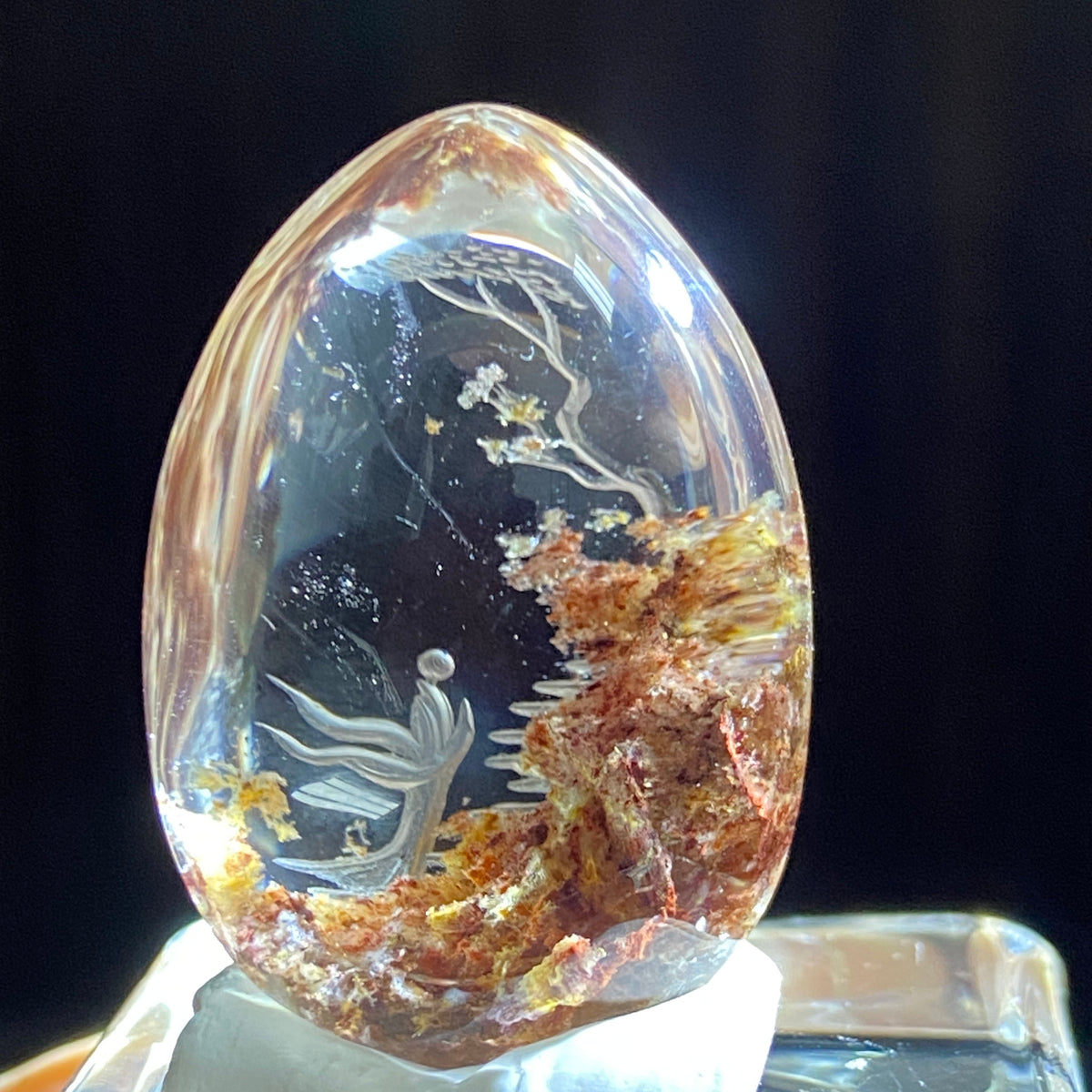 Red Grove and Celestial Stairway — AAA Diamond-Etched Clear Landscape Quartz