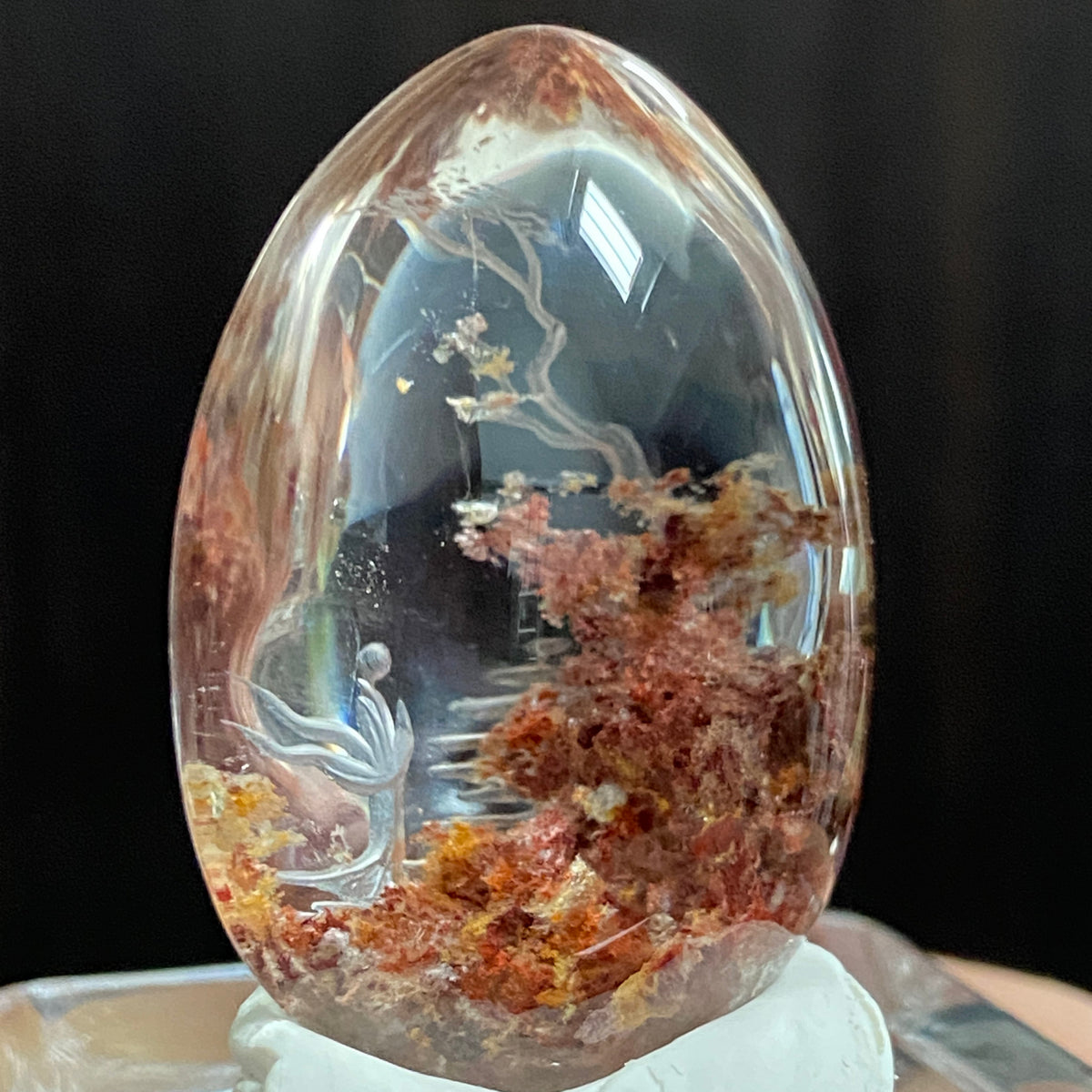 Red Grove and Celestial Stairway — AAA Diamond-Etched Clear Landscape Quartz