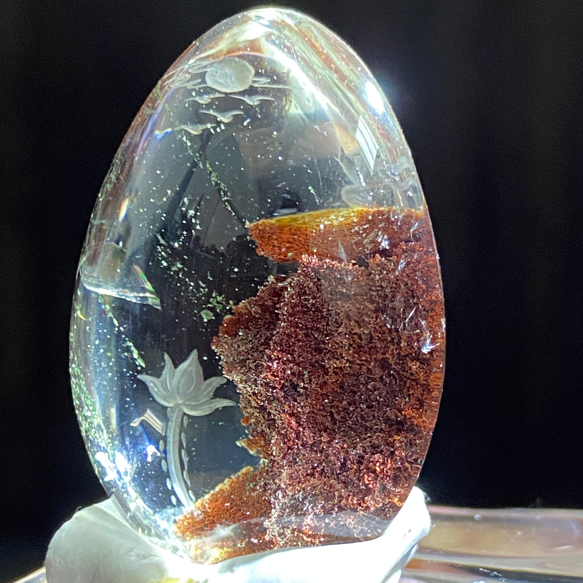 Lotus and Red Mountain Summit — AAA Diamond-Etched Fire Quartz