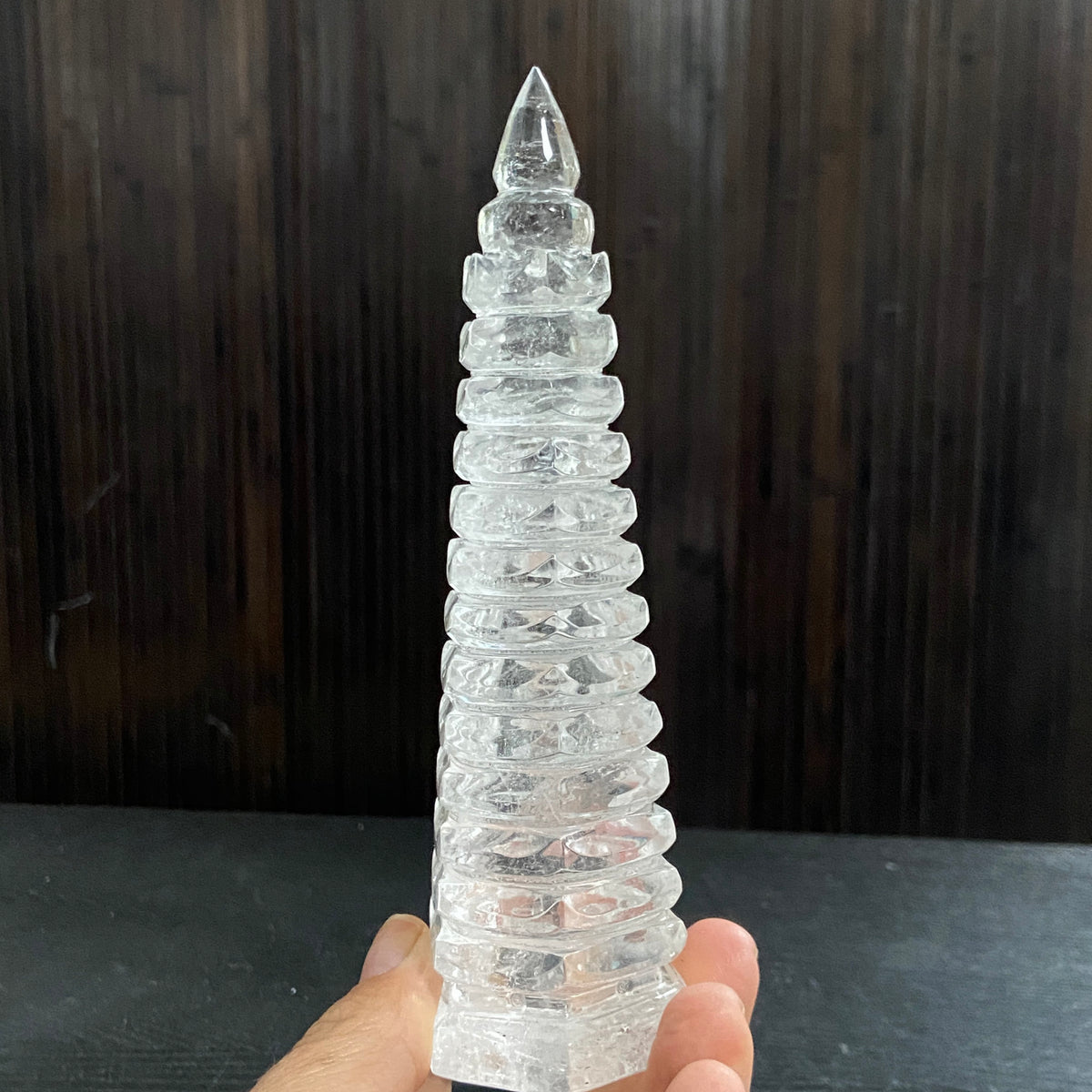 13-Layer Clear Quartz Wenchang Tower – Brazil