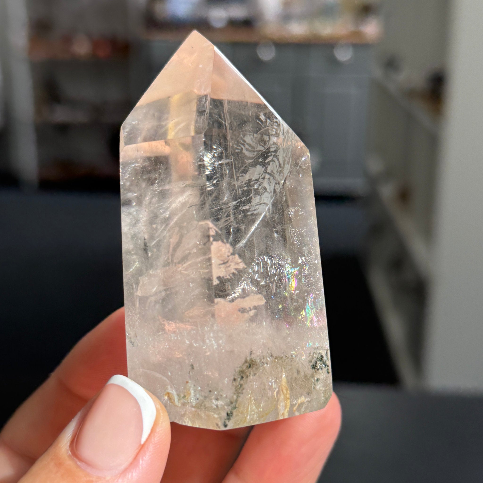 💎 River Rolled Clear Quartz Tower with Inclusions – Madagascar