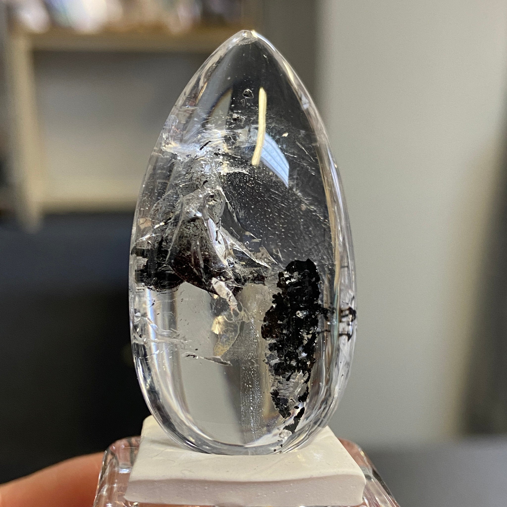 Enhydro & Carbon Waterfall – Clear Quartz Teardrop