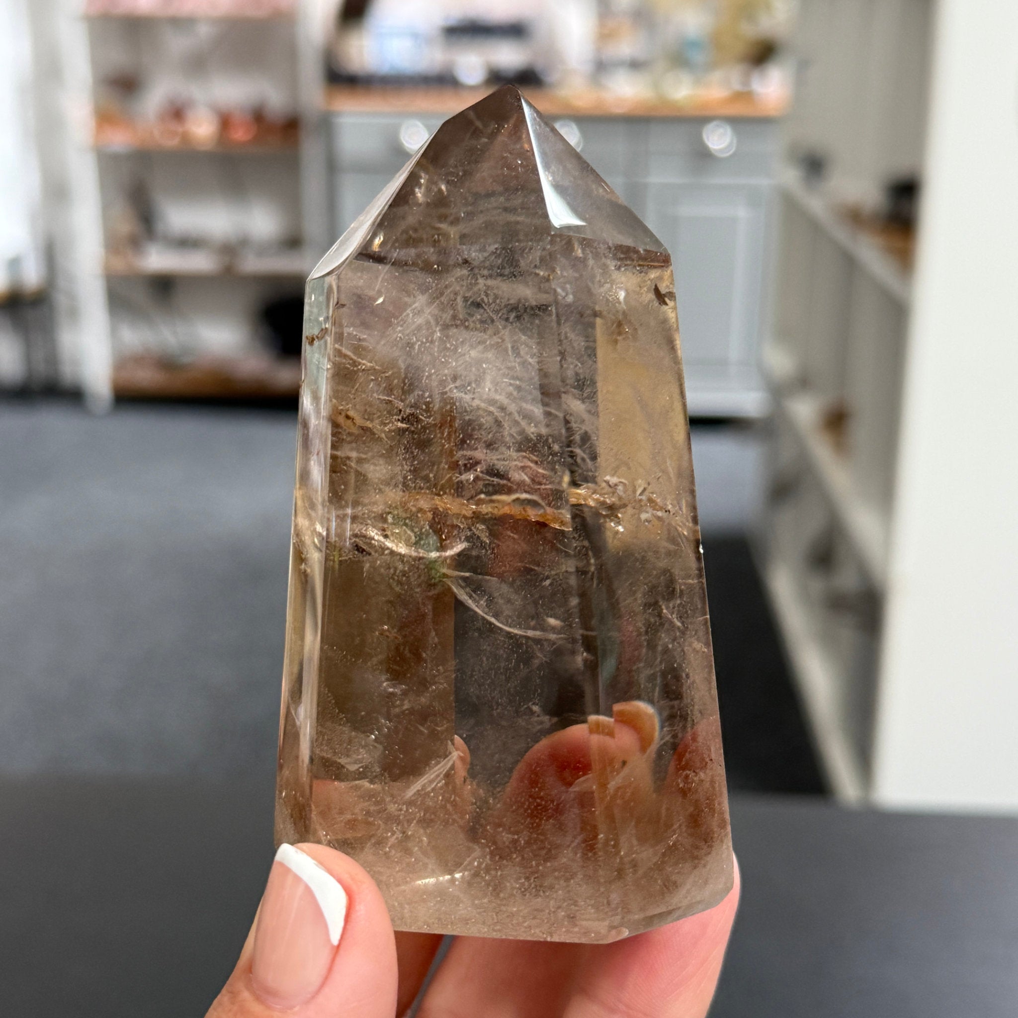 🤎 River Rolled Smoky Quartz Tower – Madagascar