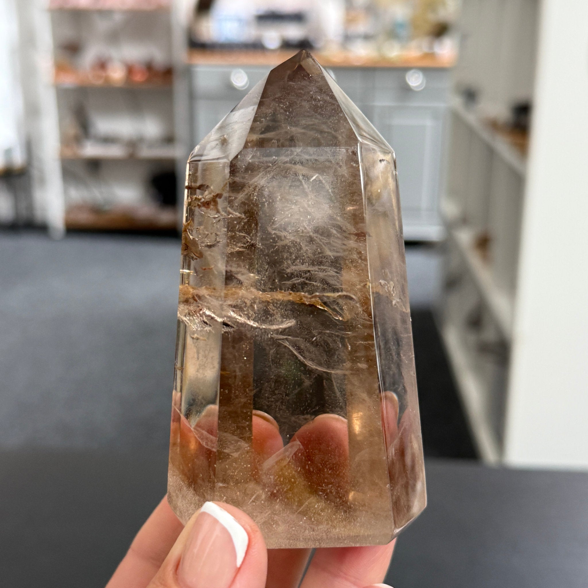 🤎 River Rolled Smoky Quartz Tower – Madagascar