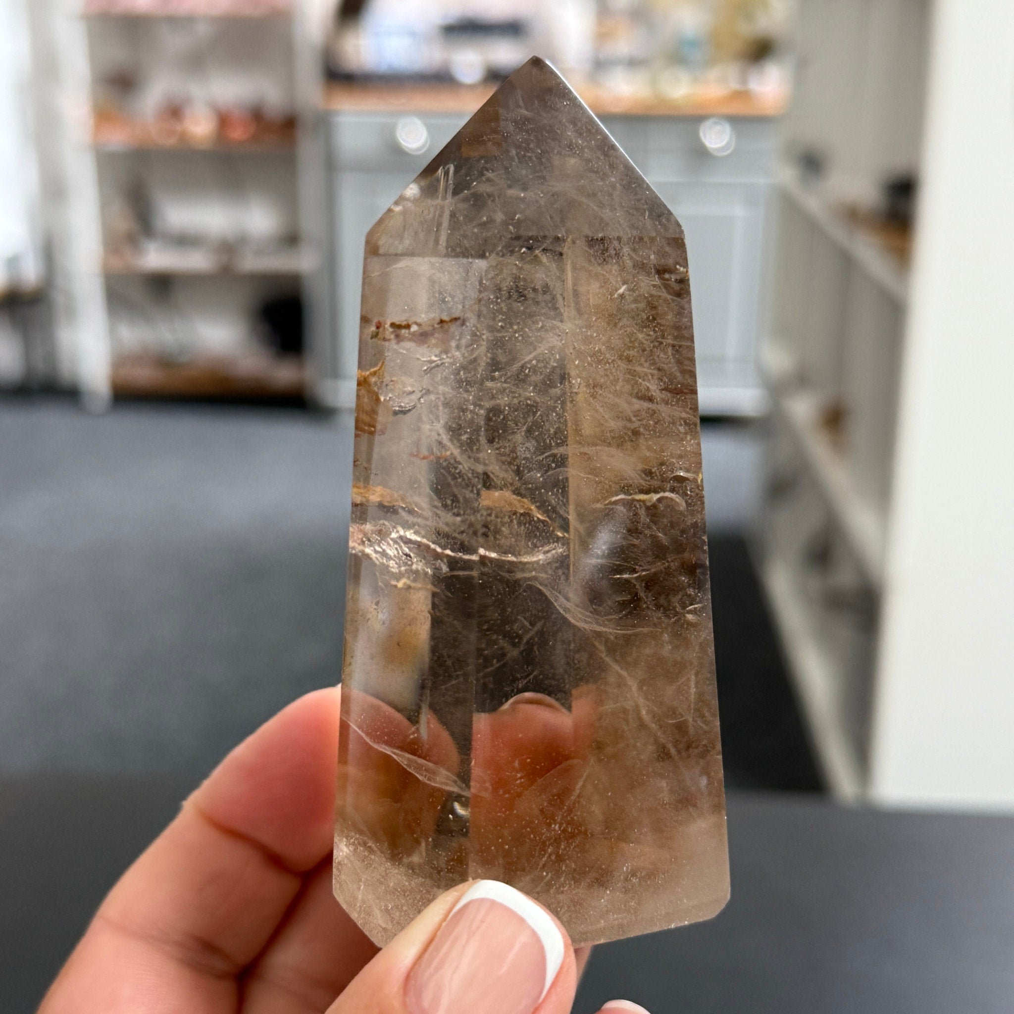 🤎 River Rolled Smoky Quartz Tower – Madagascar