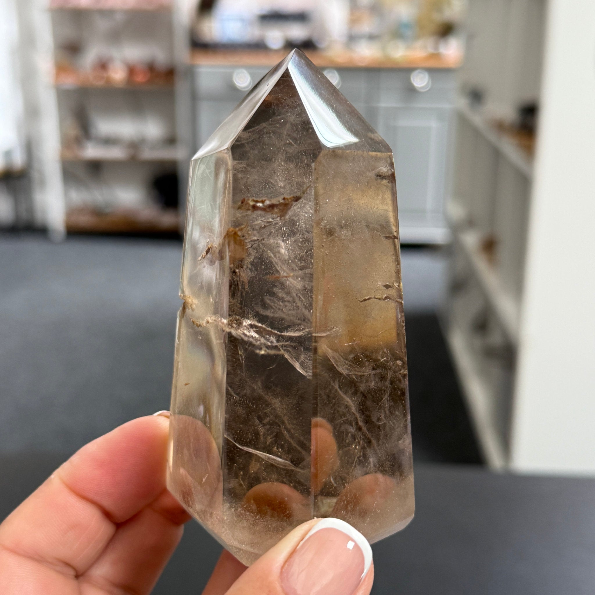 🤎 River Rolled Smoky Quartz Tower – Madagascar