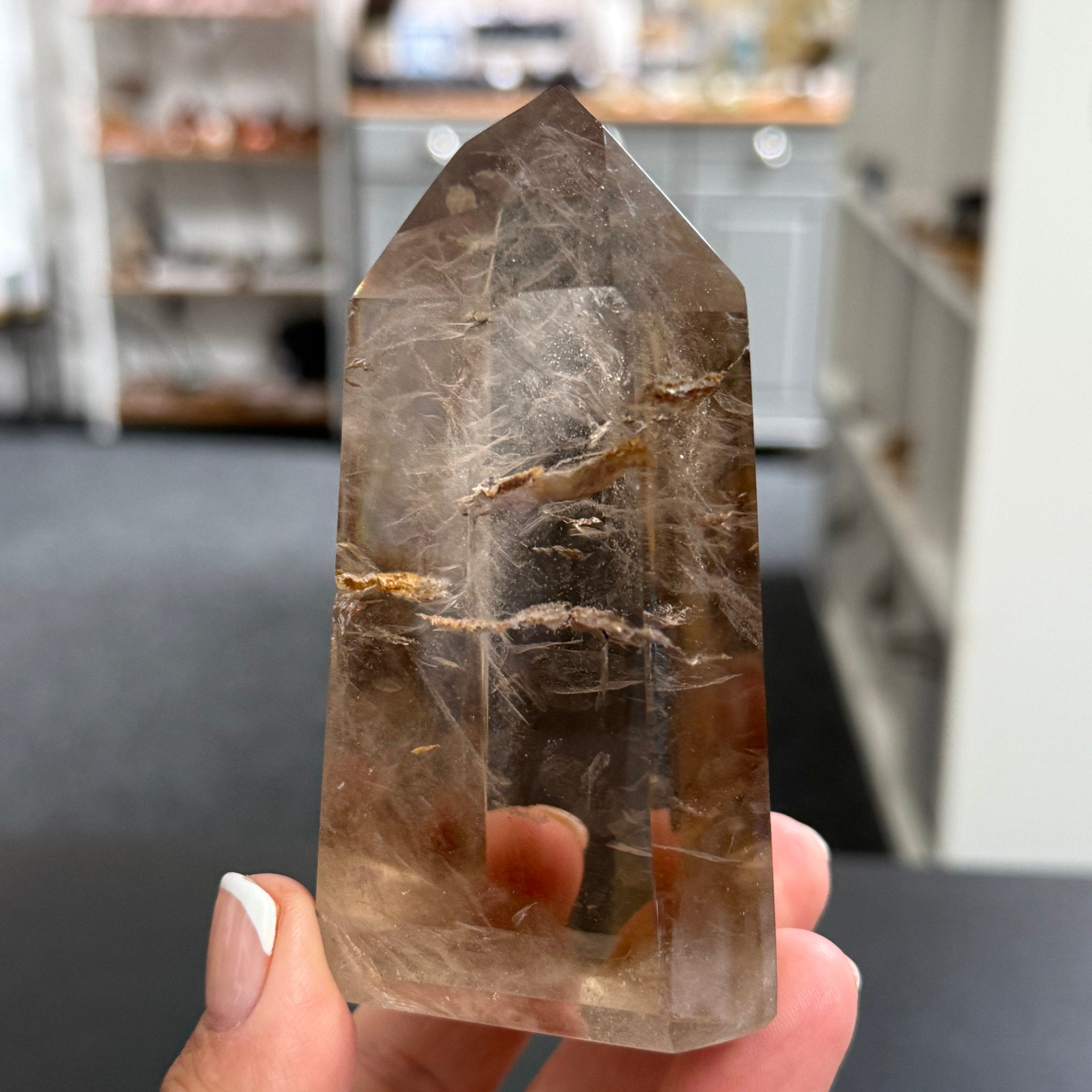 🤎 River Rolled Smoky Quartz Tower – Madagascar