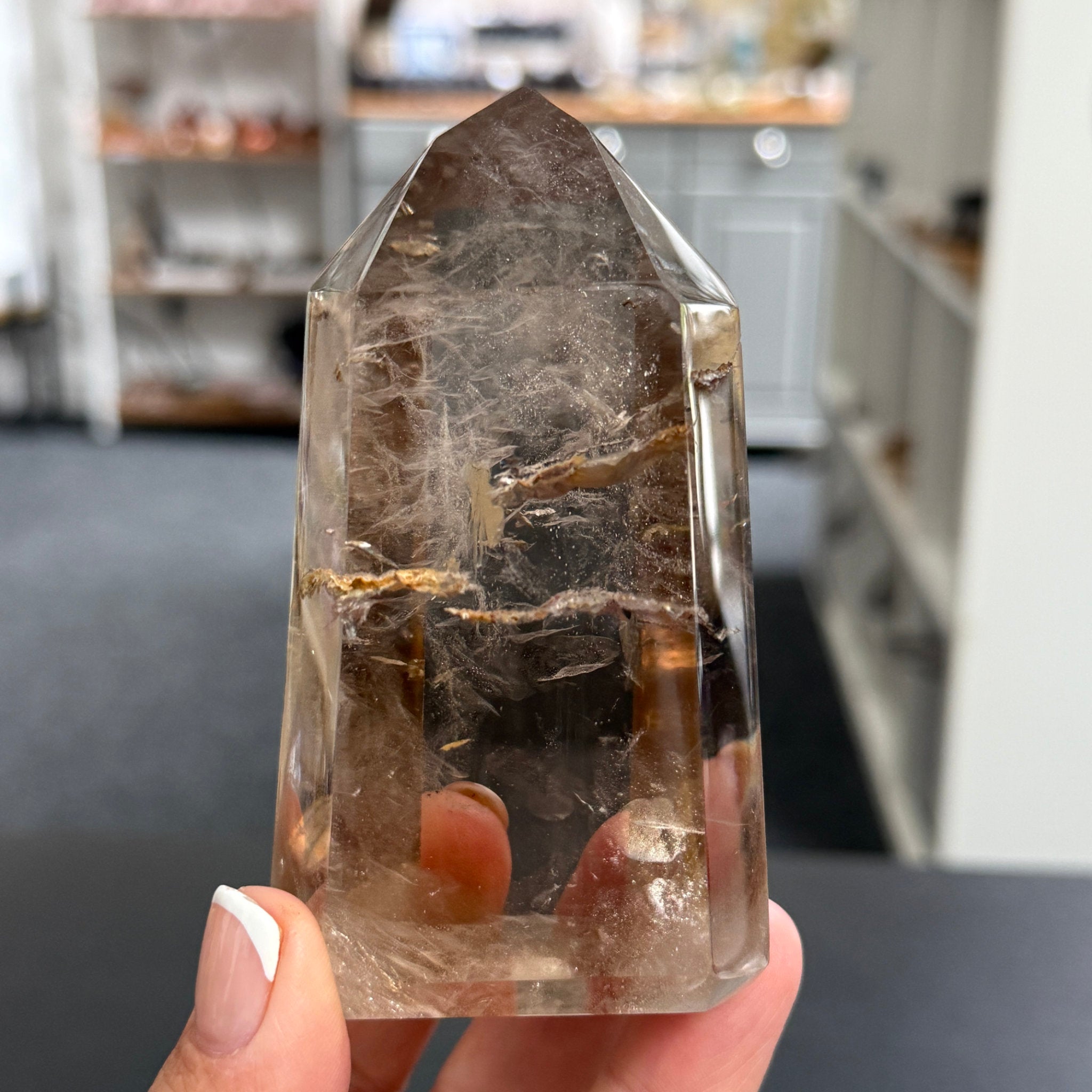 🤎 River Rolled Smoky Quartz Tower – Madagascar