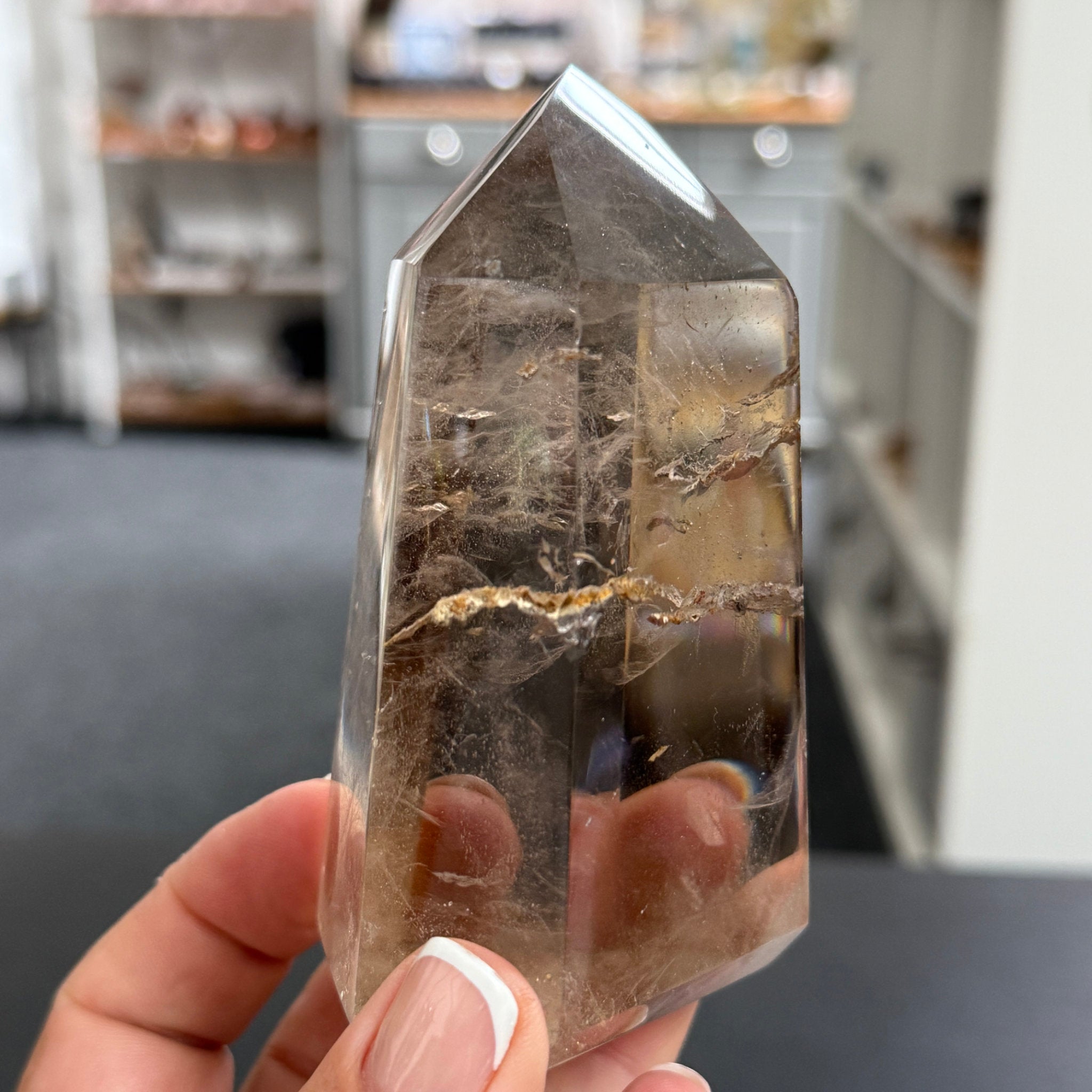 🤎 River Rolled Smoky Quartz Tower – Madagascar