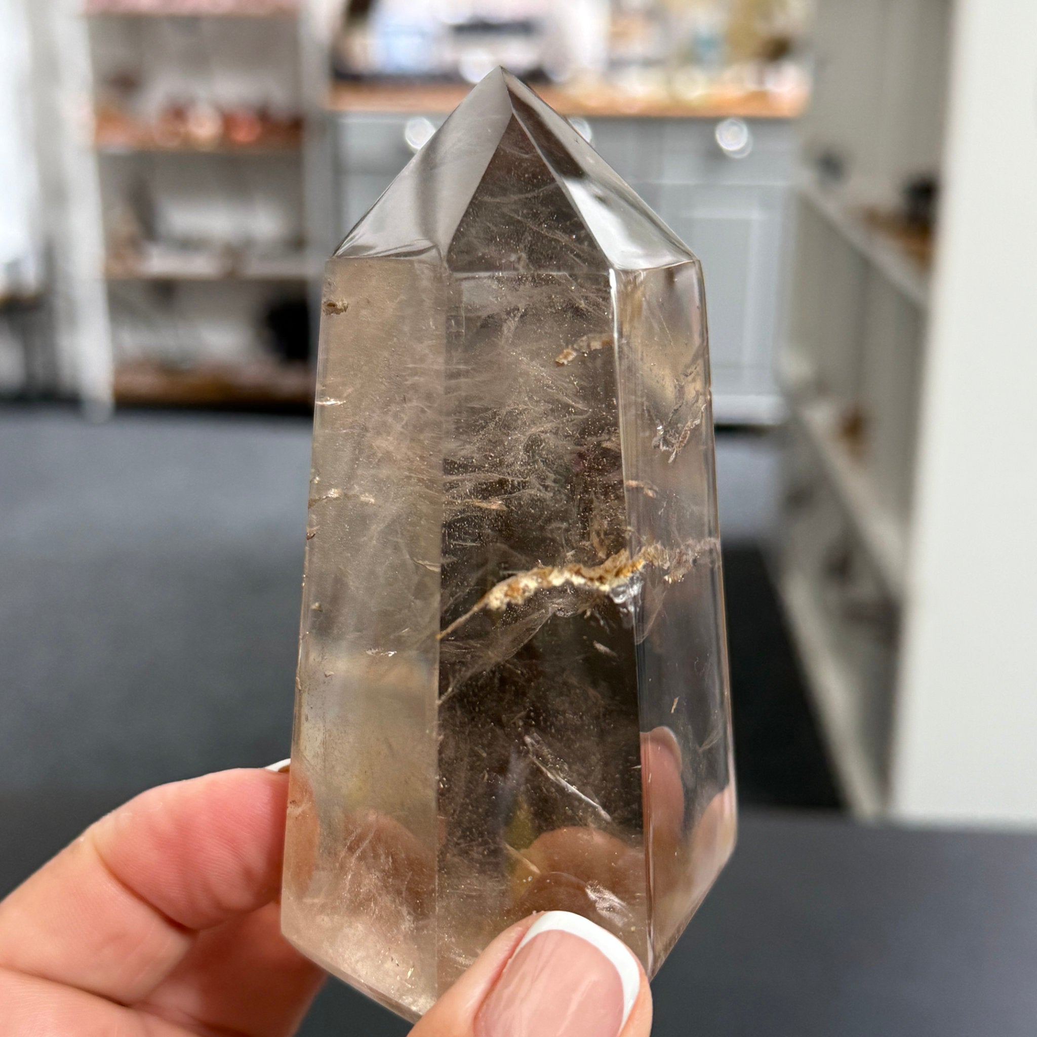 🤎 River Rolled Smoky Quartz Tower – Madagascar
