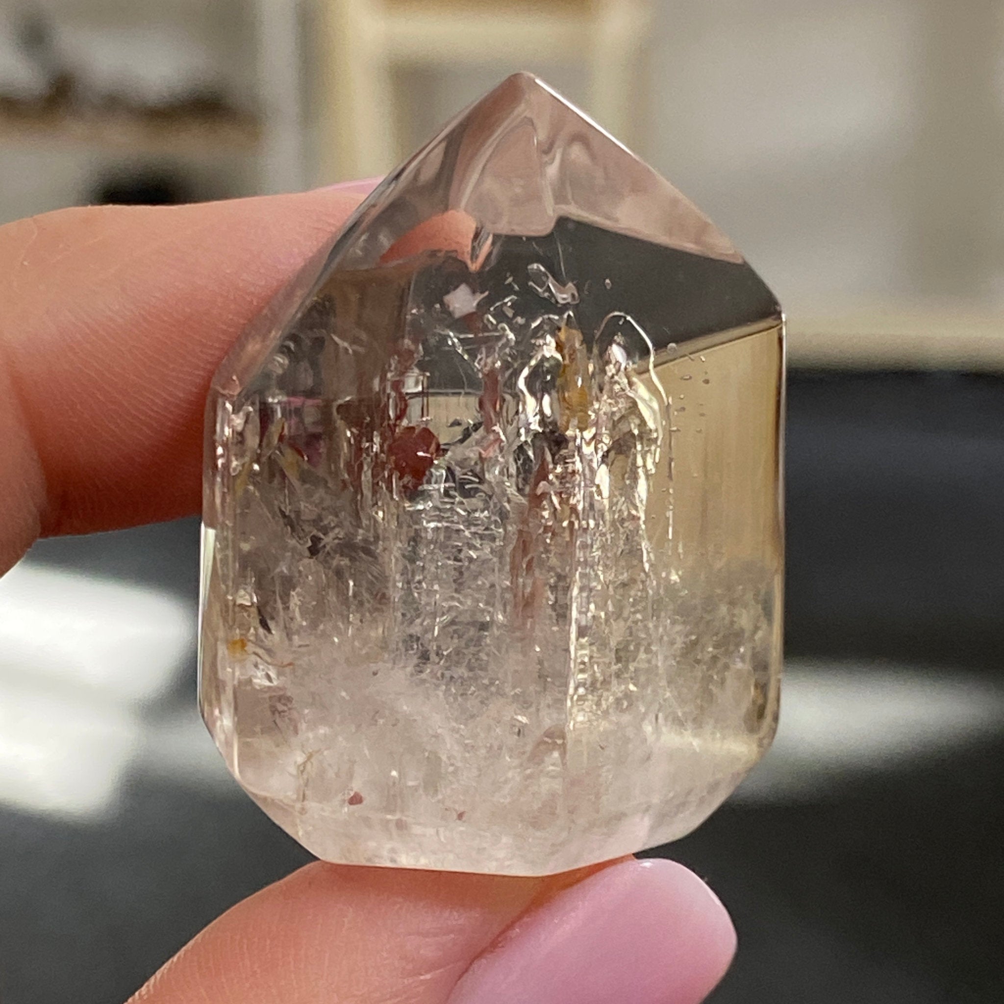 Smoky Quartz Point with Fast-Moving Enhydro – Brazil