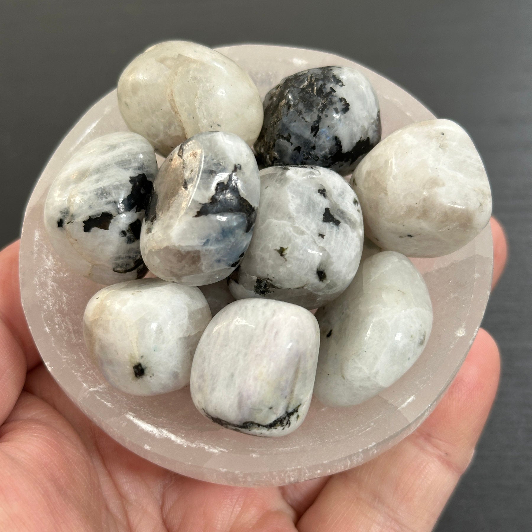 Rainbow Moonstone tumbled stones
