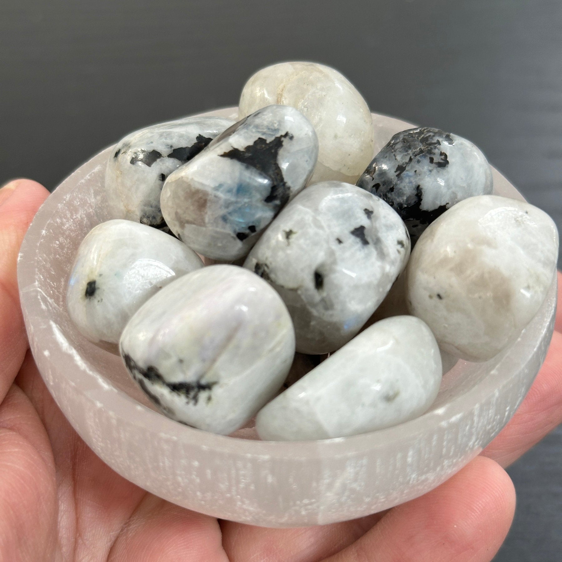 Rainbow Moonstone tumbled stones