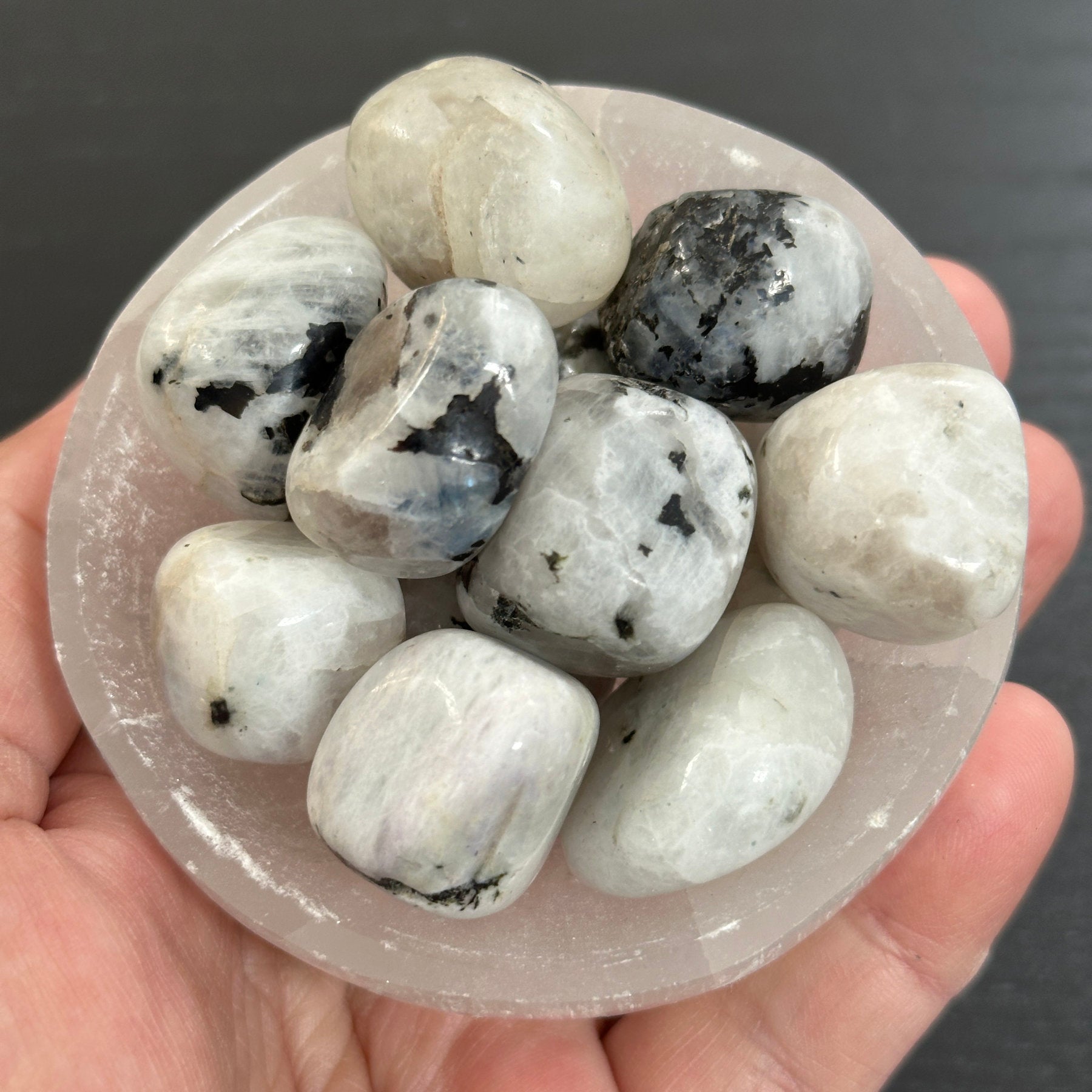 Rainbow Moonstone tumbled stones