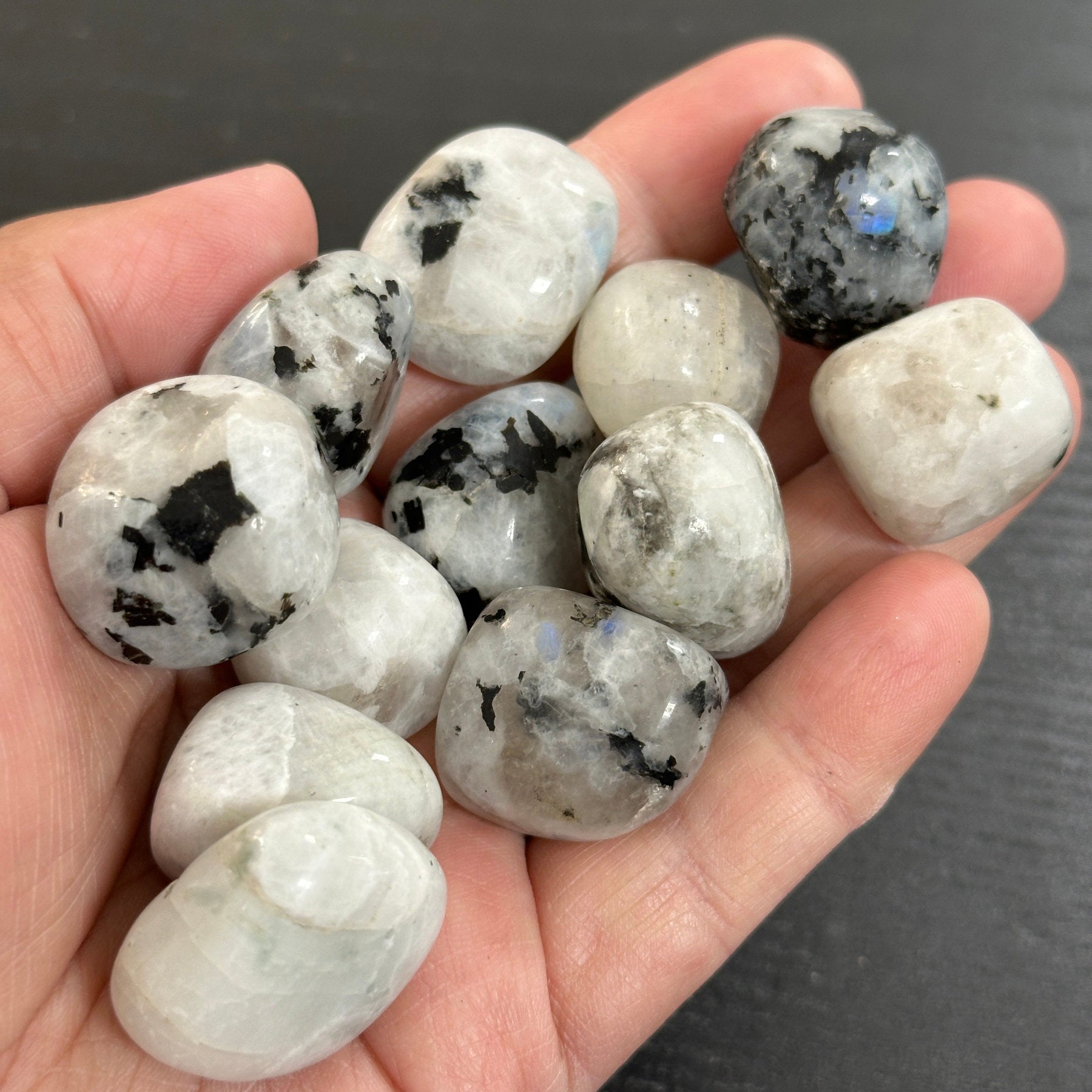 Rainbow Moonstone tumbled stones