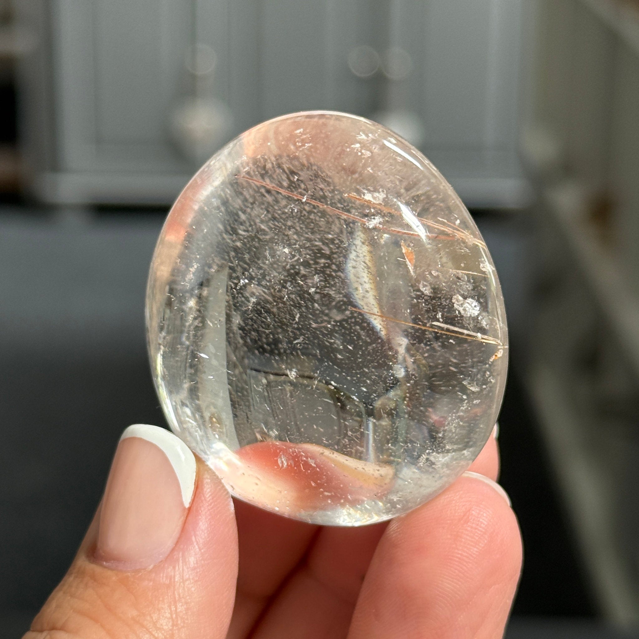 ✨ Clear Quartz Palmstone with Red Rutile – Madagascar