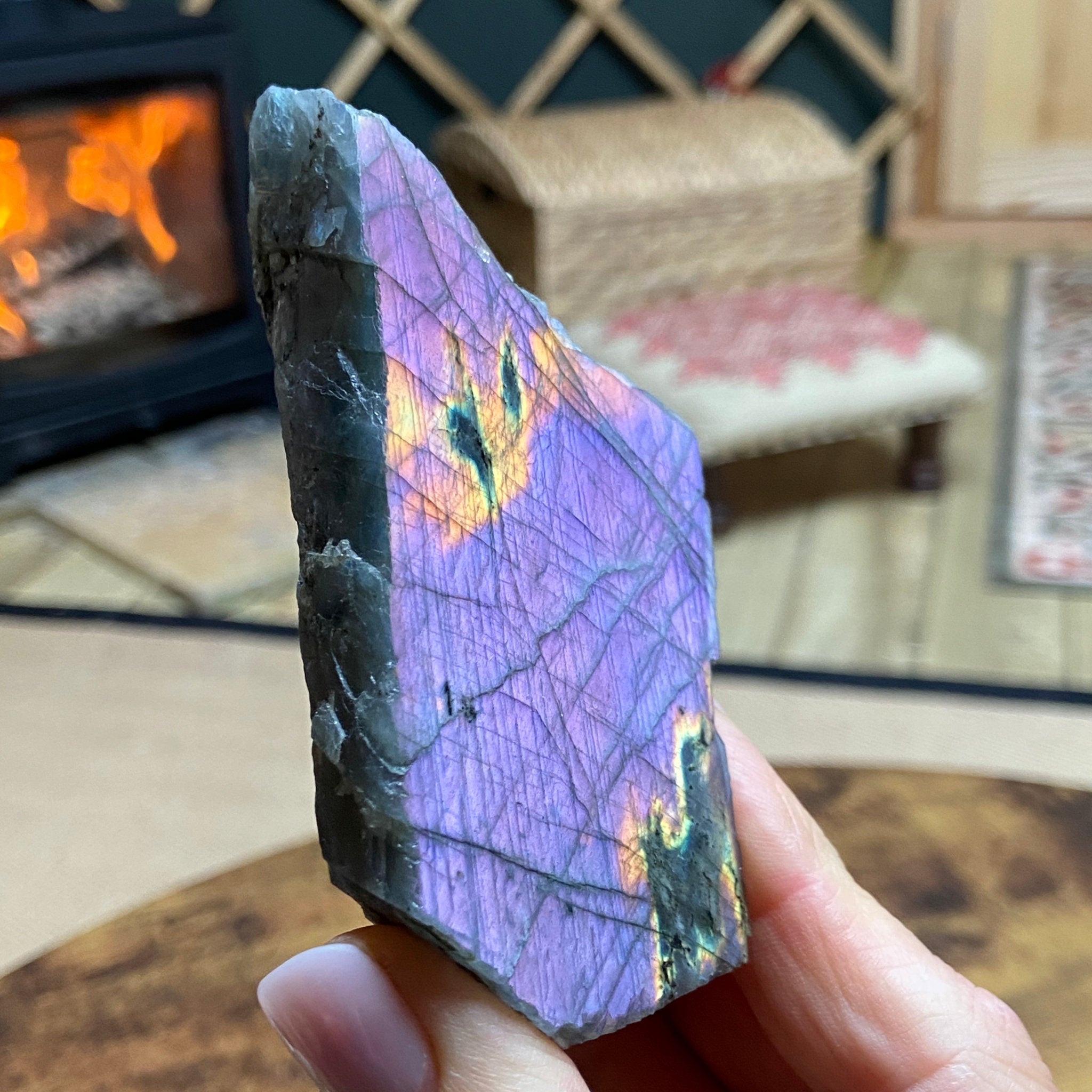The Lavender Flame - Standing Madagascan Labradorite
