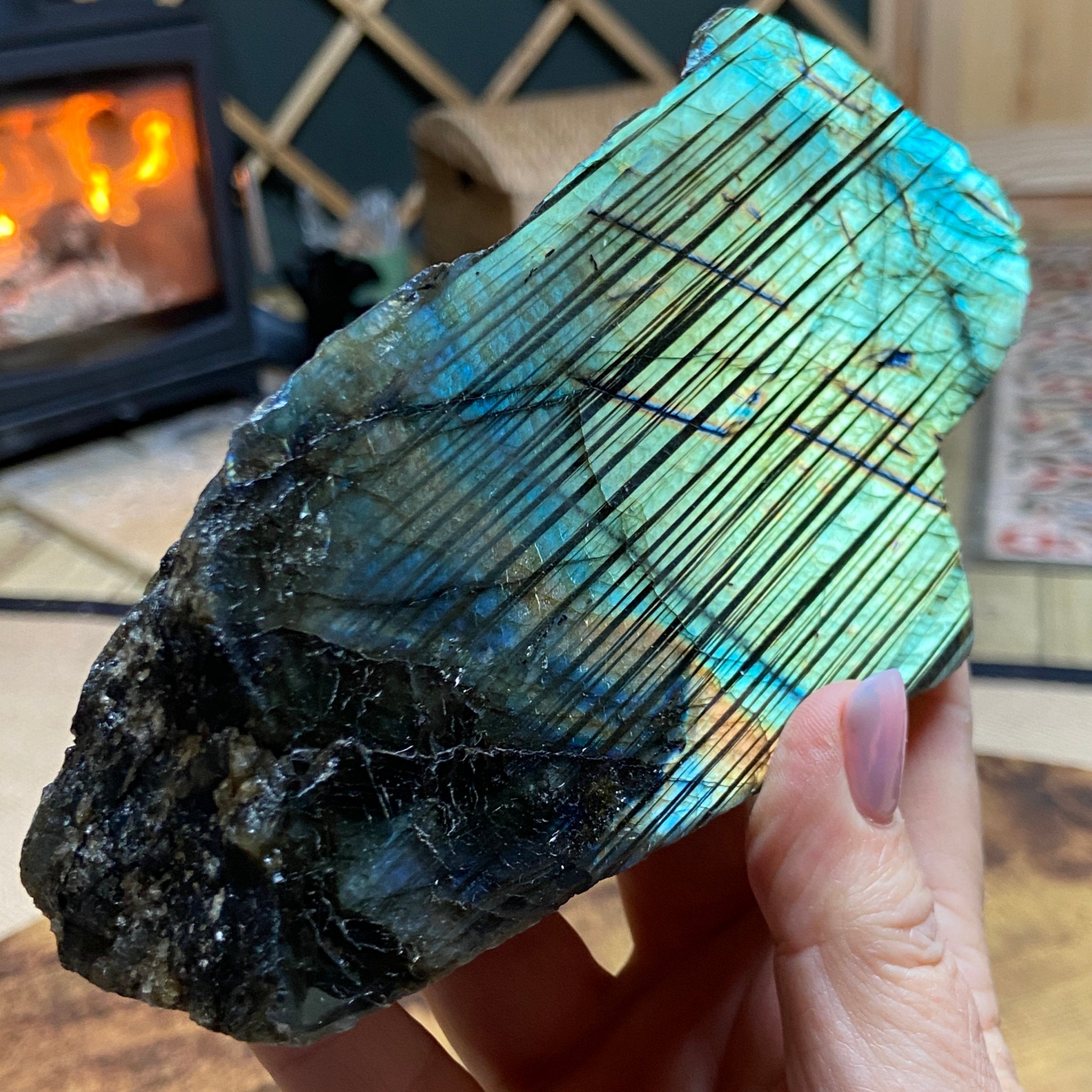 The Neon Barcode - Standing Madagascan Labradorite