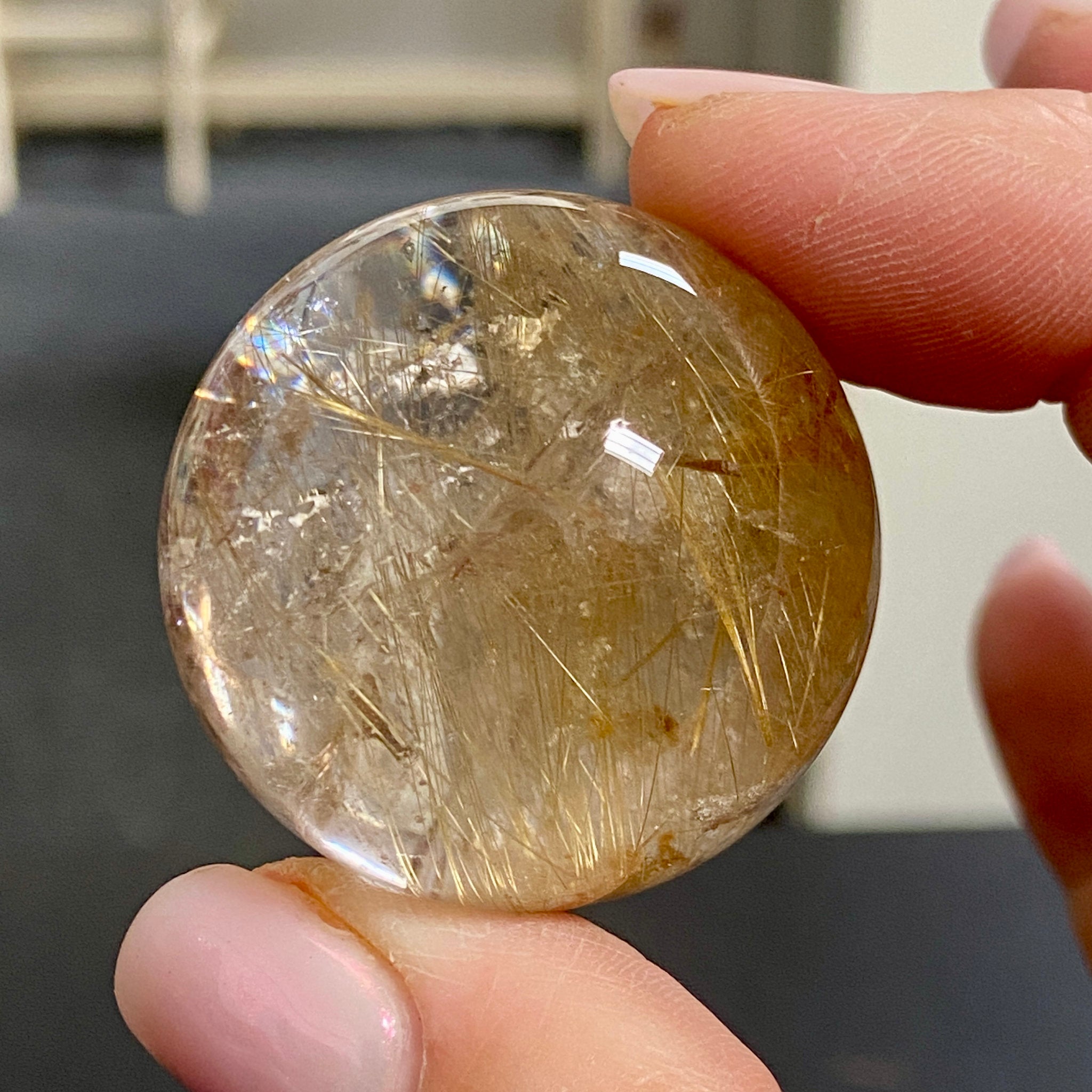 Golden Rutile in Quartz Sphere - Brazil