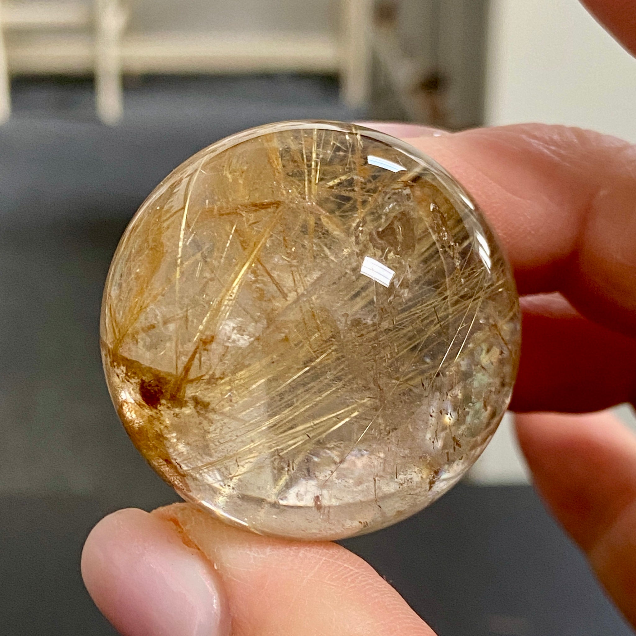 Golden Rutile in Quartz Sphere - Brazil