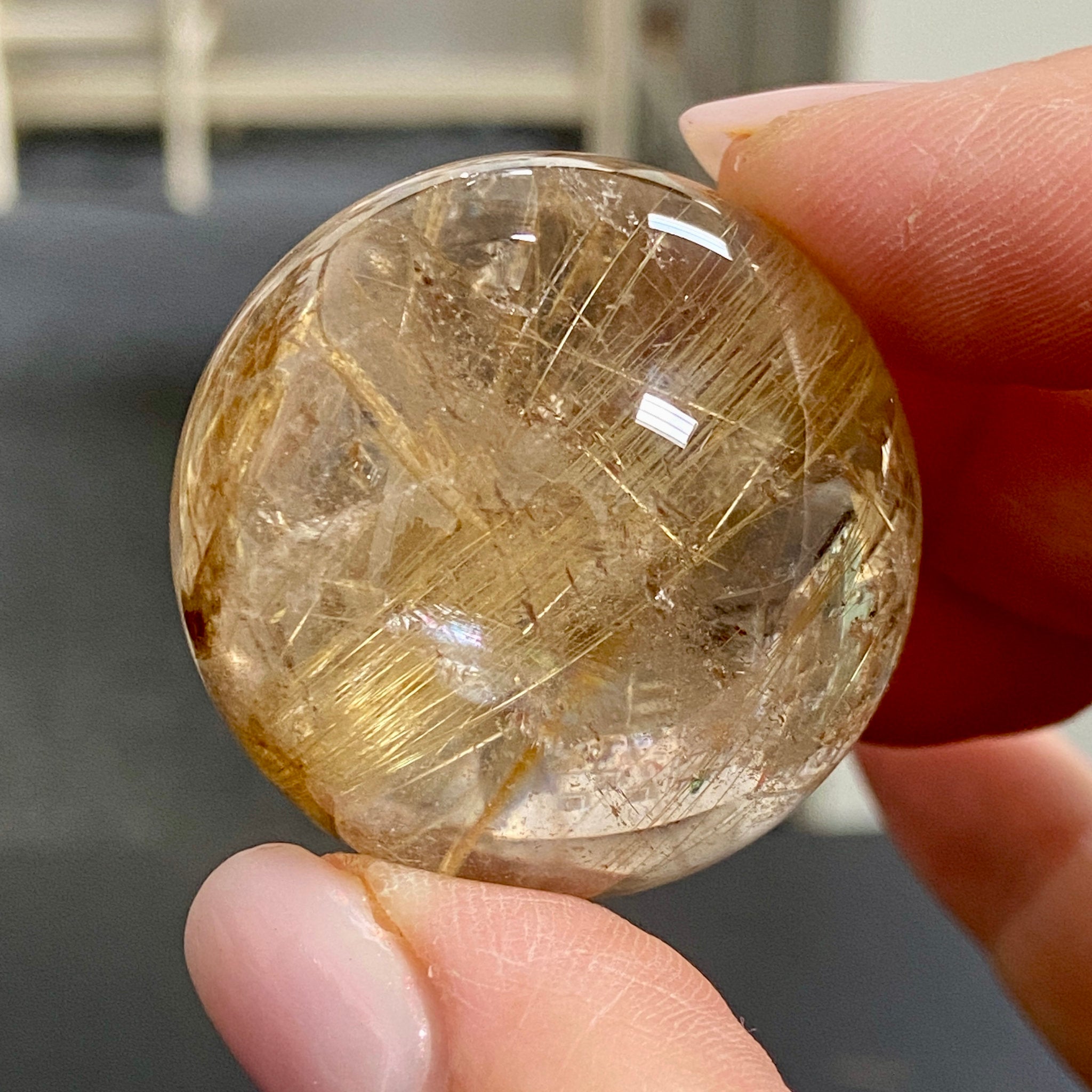 Golden Rutile in Quartz Sphere - Brazil