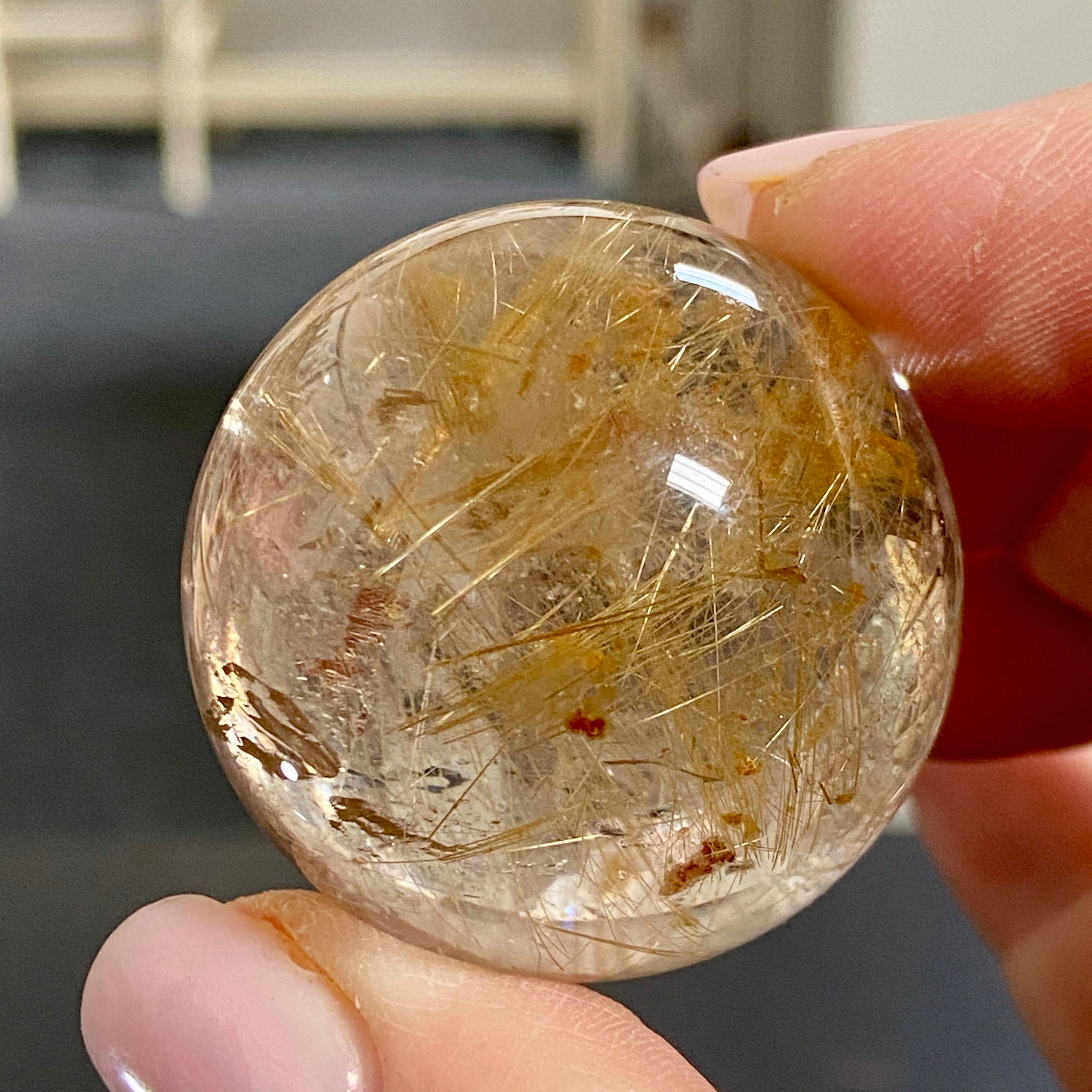 Golden Rutile in Quartz Sphere - Brazil