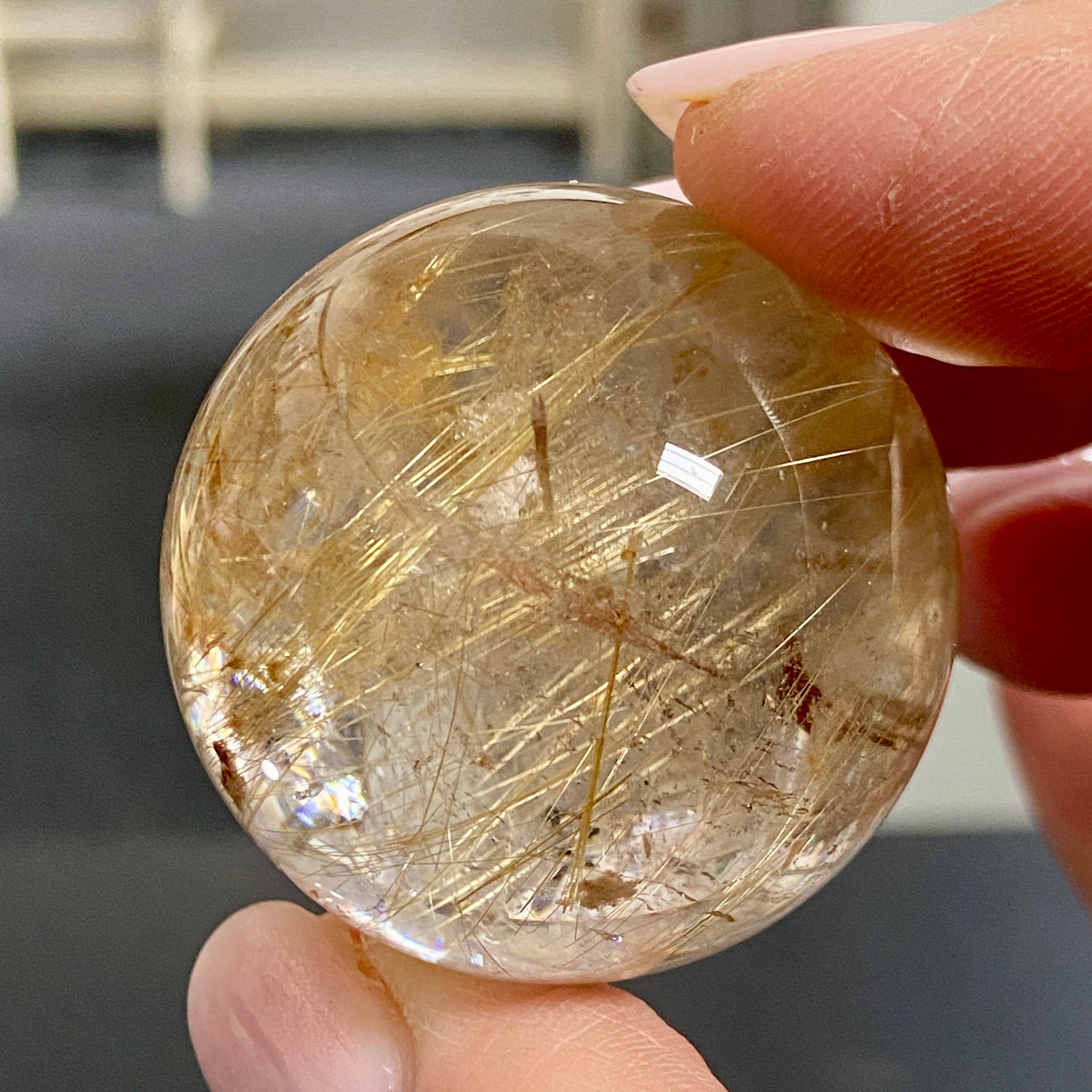 Golden Rutile in Quartz Sphere - Brazil