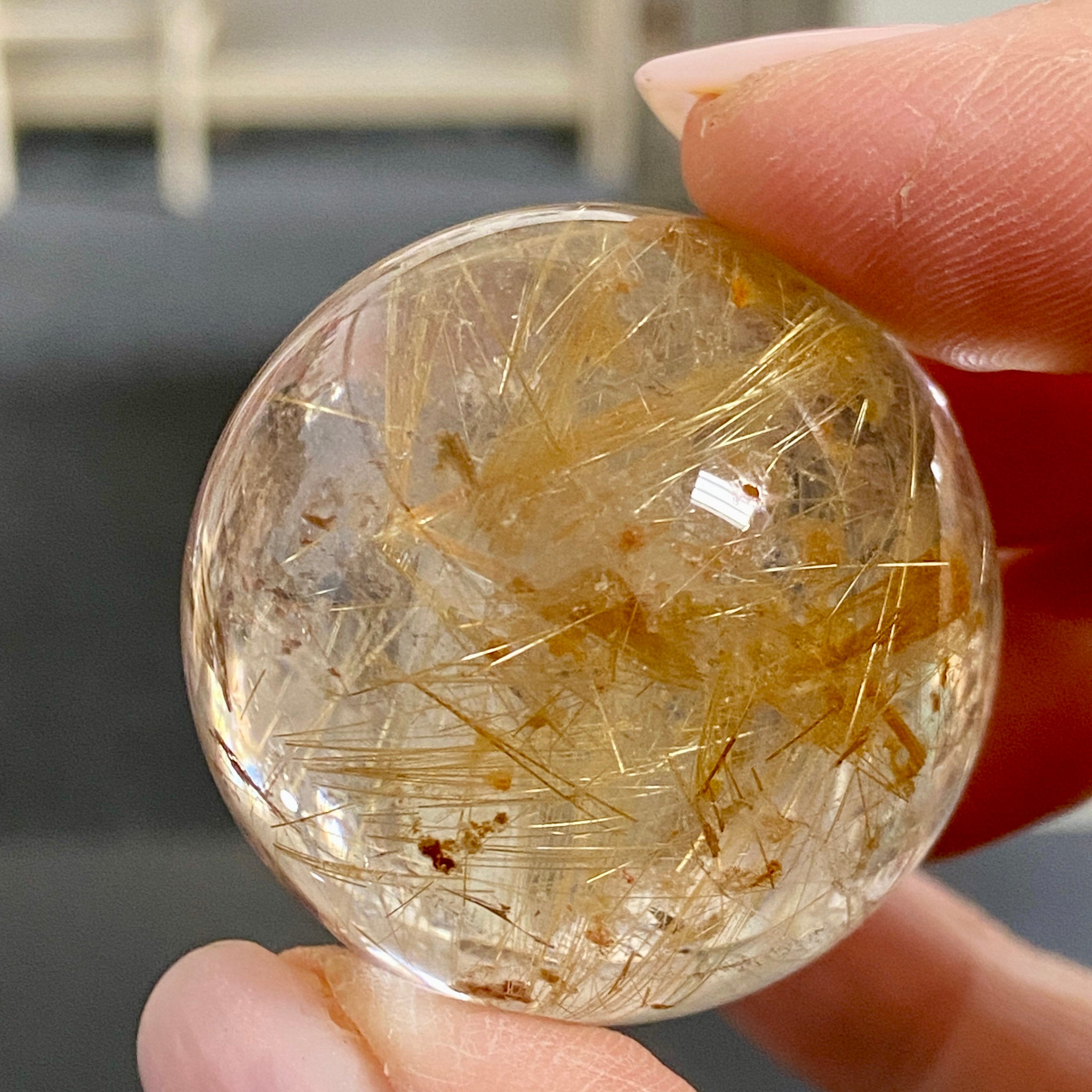 Golden Rutile in Quartz Sphere - Brazil
