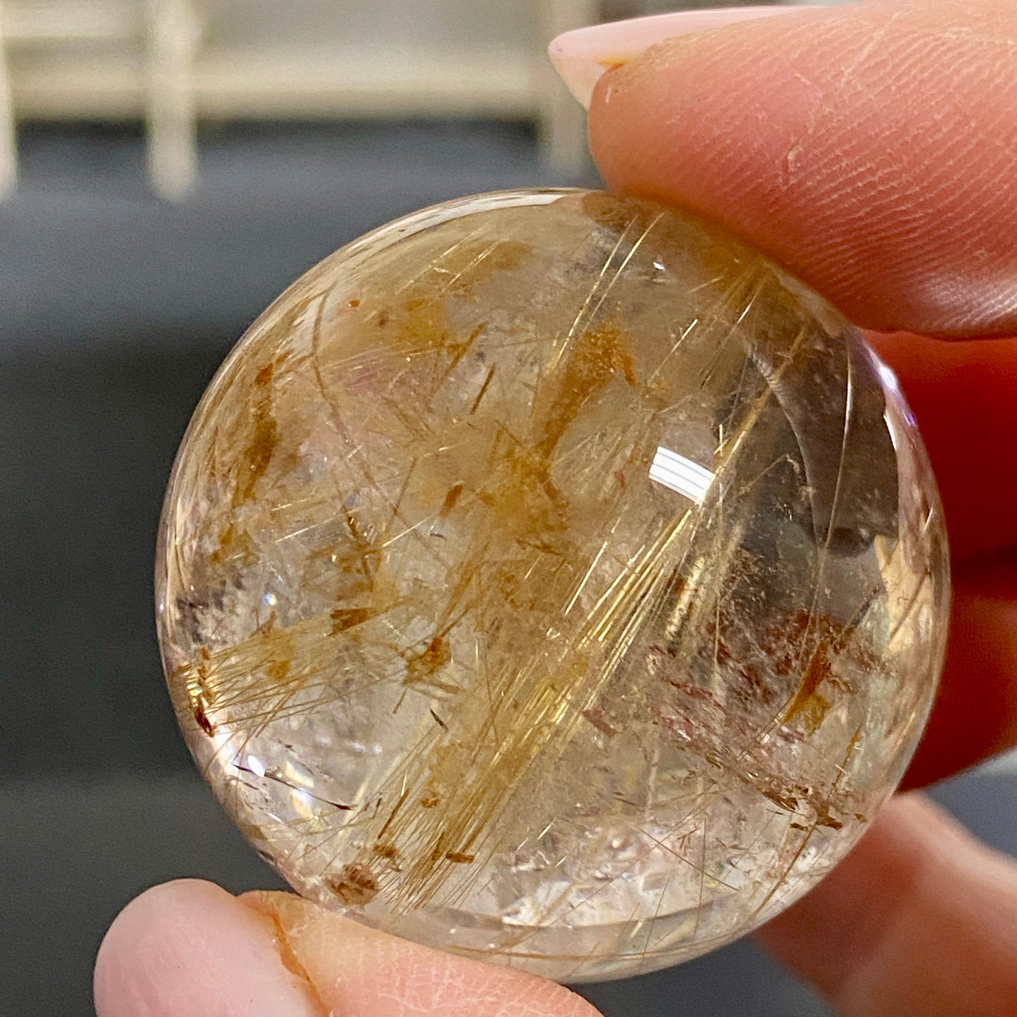 Golden Rutile in Quartz Sphere - Brazil