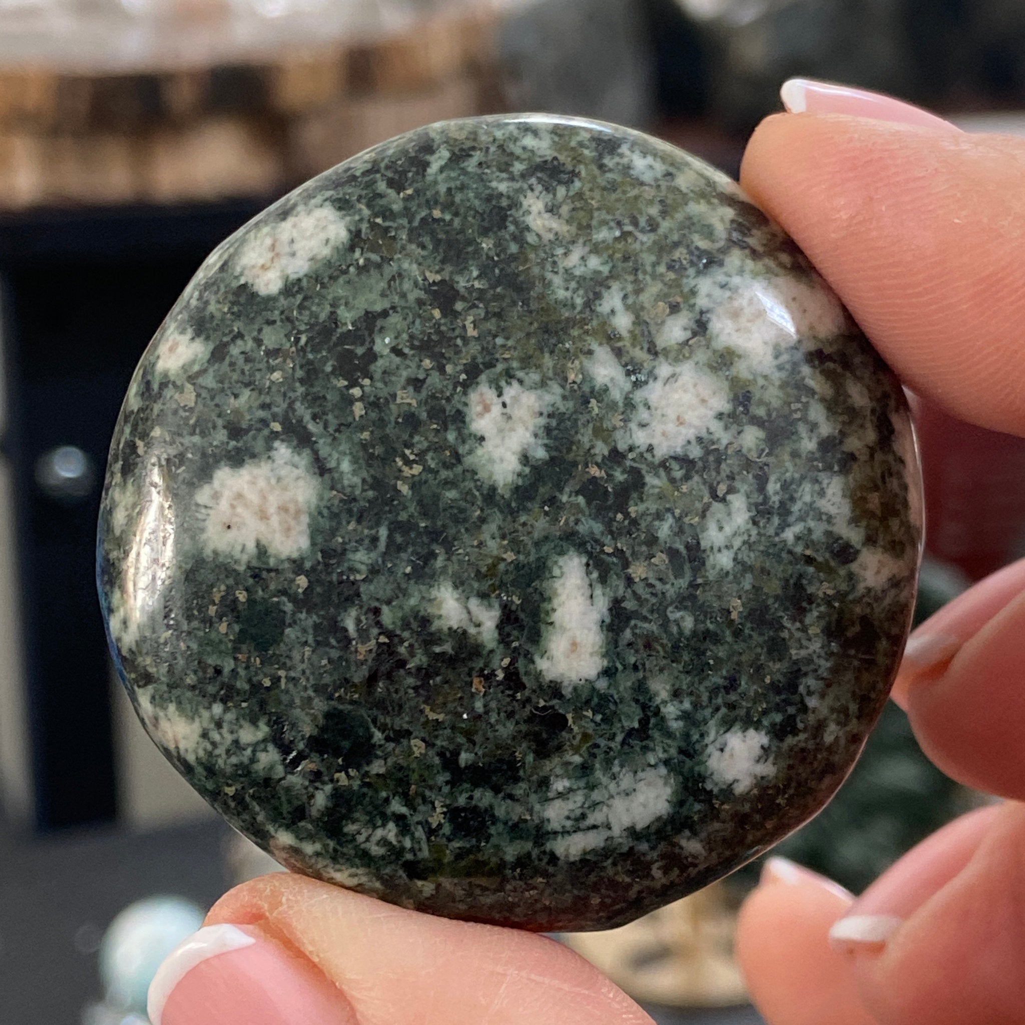 Preseli Bluestone Green Man Carved Palmstone - Stonehendge