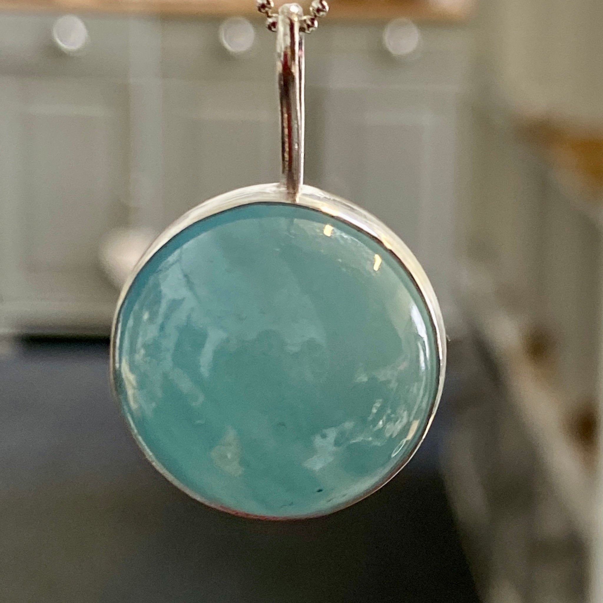 Spinning Aquamarine Pendant in Solid Silver Bezel – Bespoke by Song of the Sea