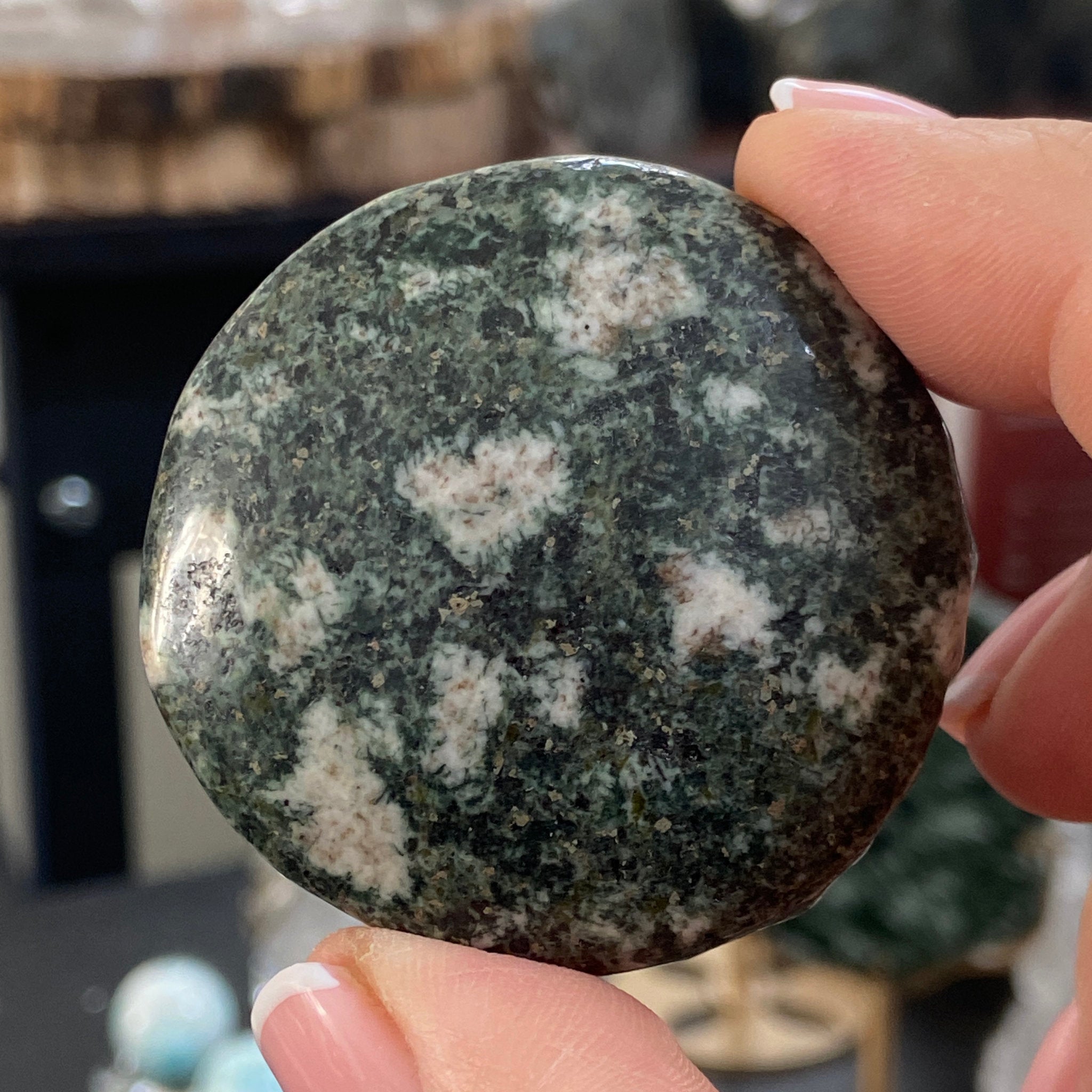 Preseli Bluestone Green Man Carved Palmstone - Stonehendge