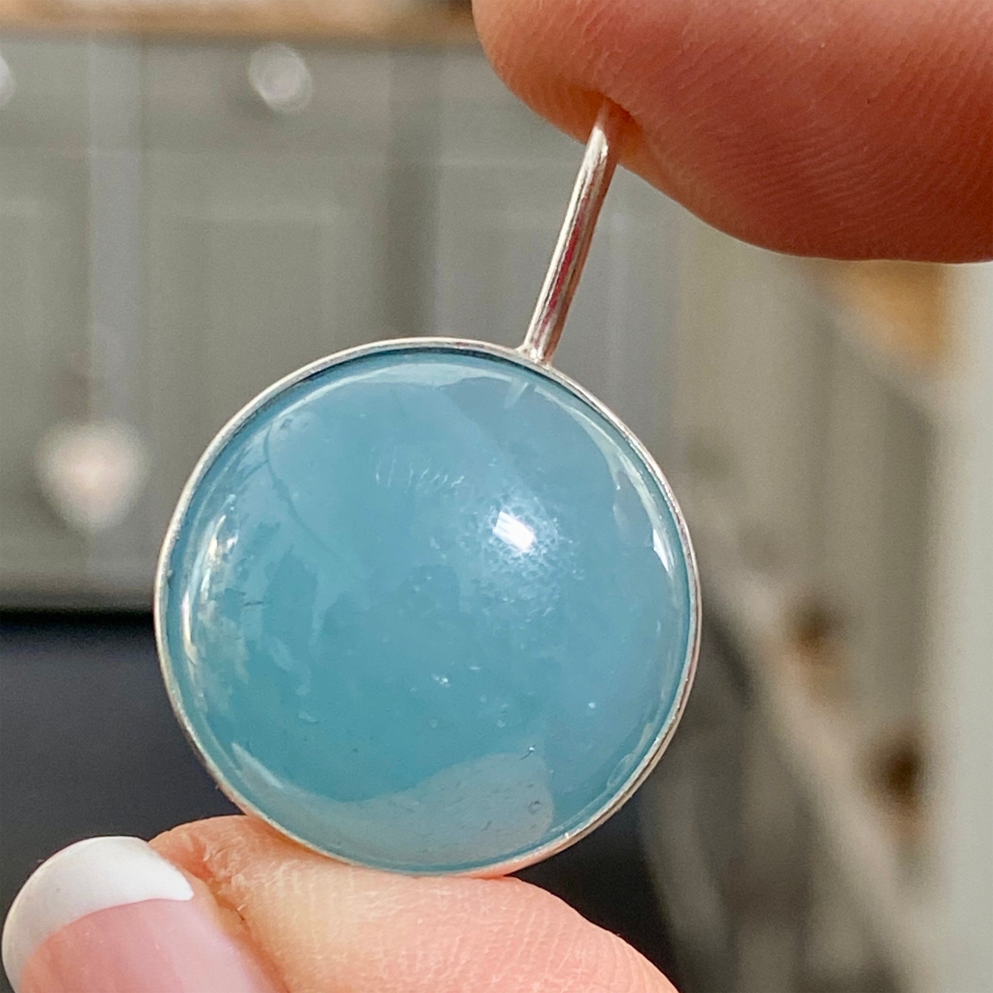 Spinning Aquamarine Pendant in Solid Silver Bezel – Bespoke by Song of the Sea