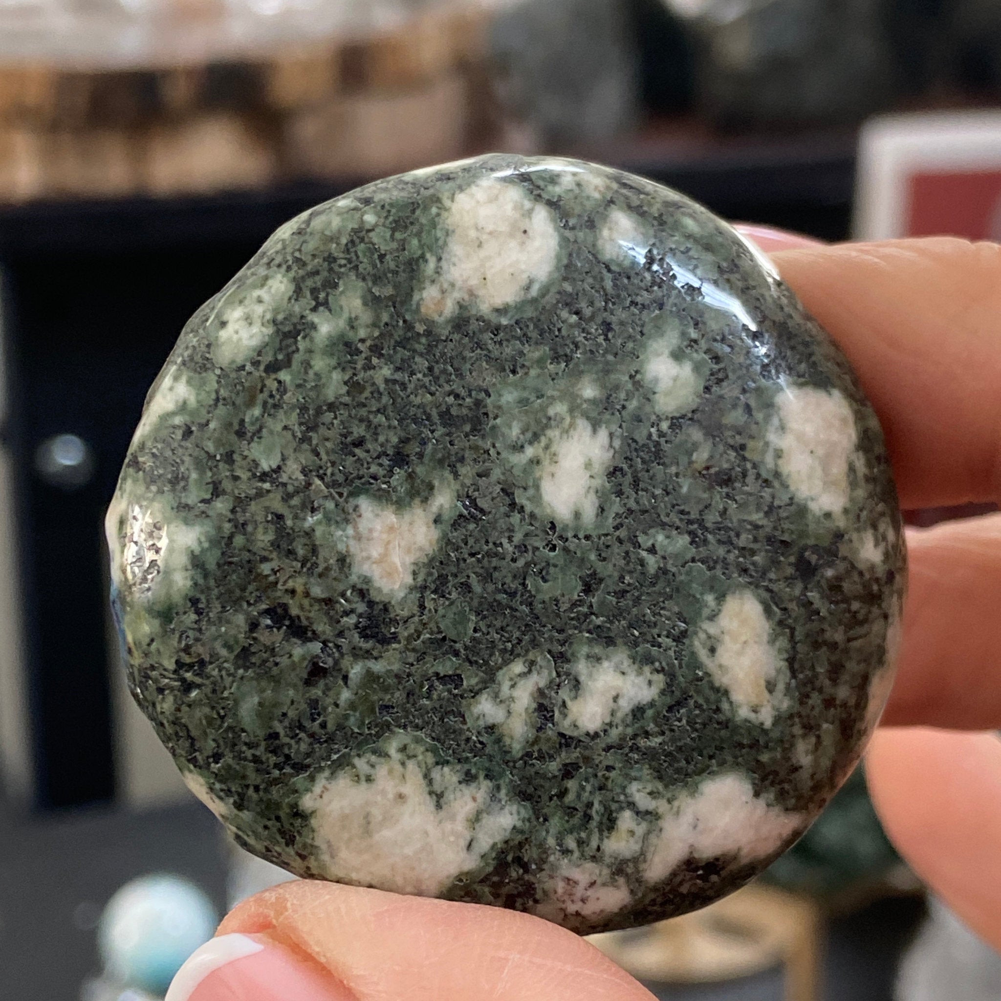 Preseli Bluestone Green Man Carved Palmstone - Stonehendge