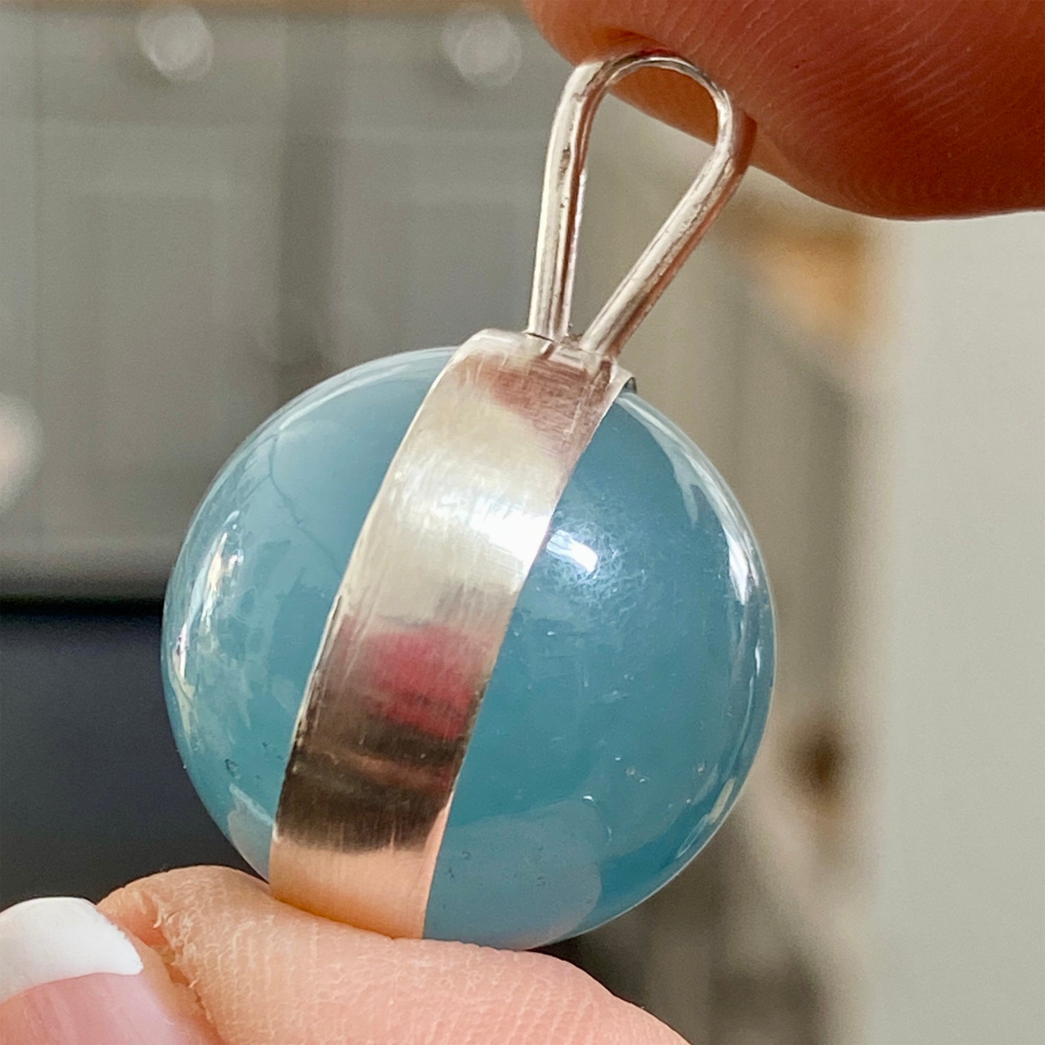 Spinning Aquamarine Pendant in Solid Silver Bezel – Bespoke by Song of the Sea