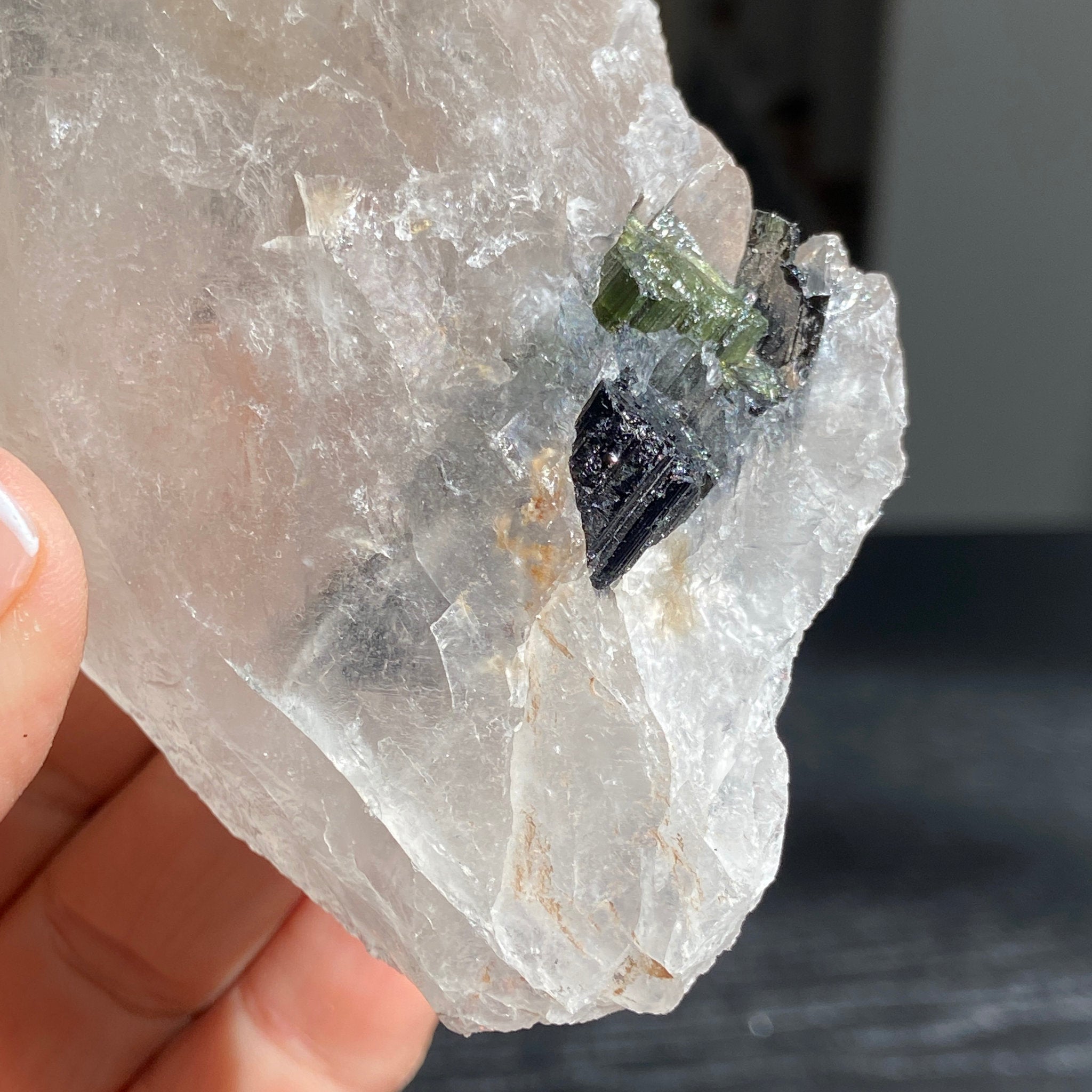 Self Healed Quartz with Green and Black Tourmaline – Brazil