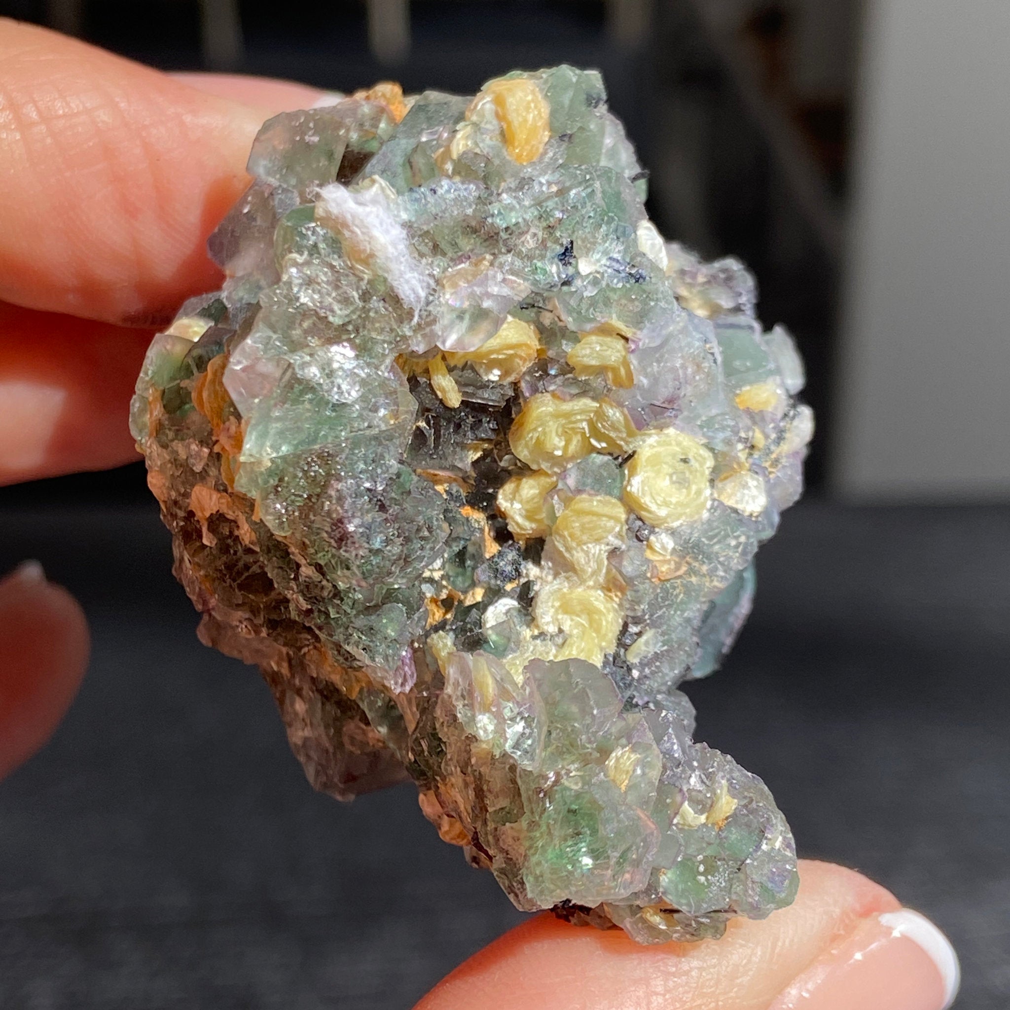 Namibian Fluorite with Black Tourmaline & Mica