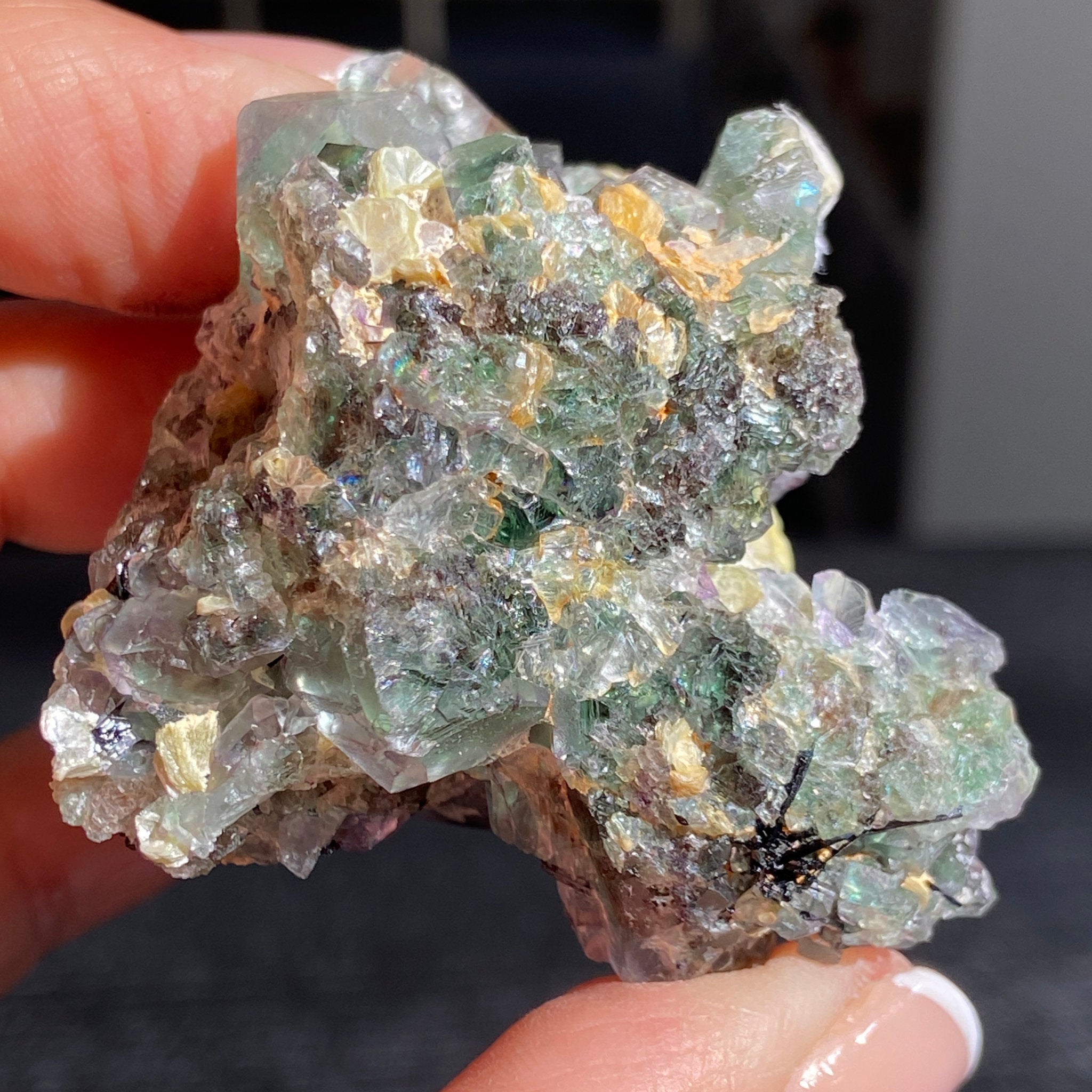 Namibian Fluorite with Black Tourmaline & Mica