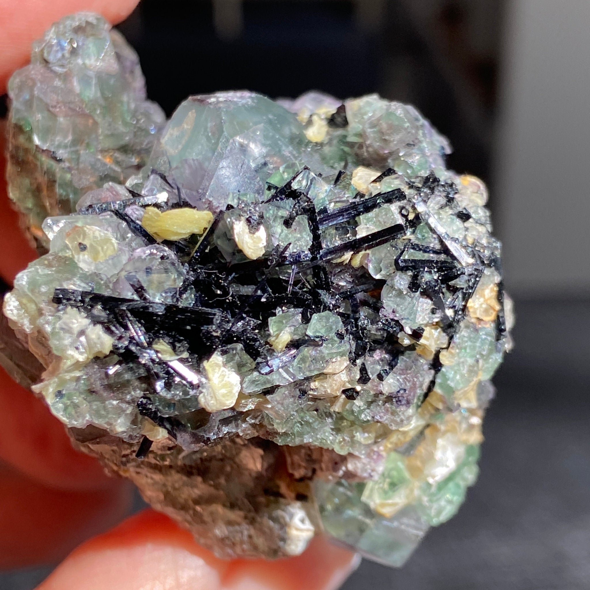 Namibian Fluorite with Black Tourmaline & Mica