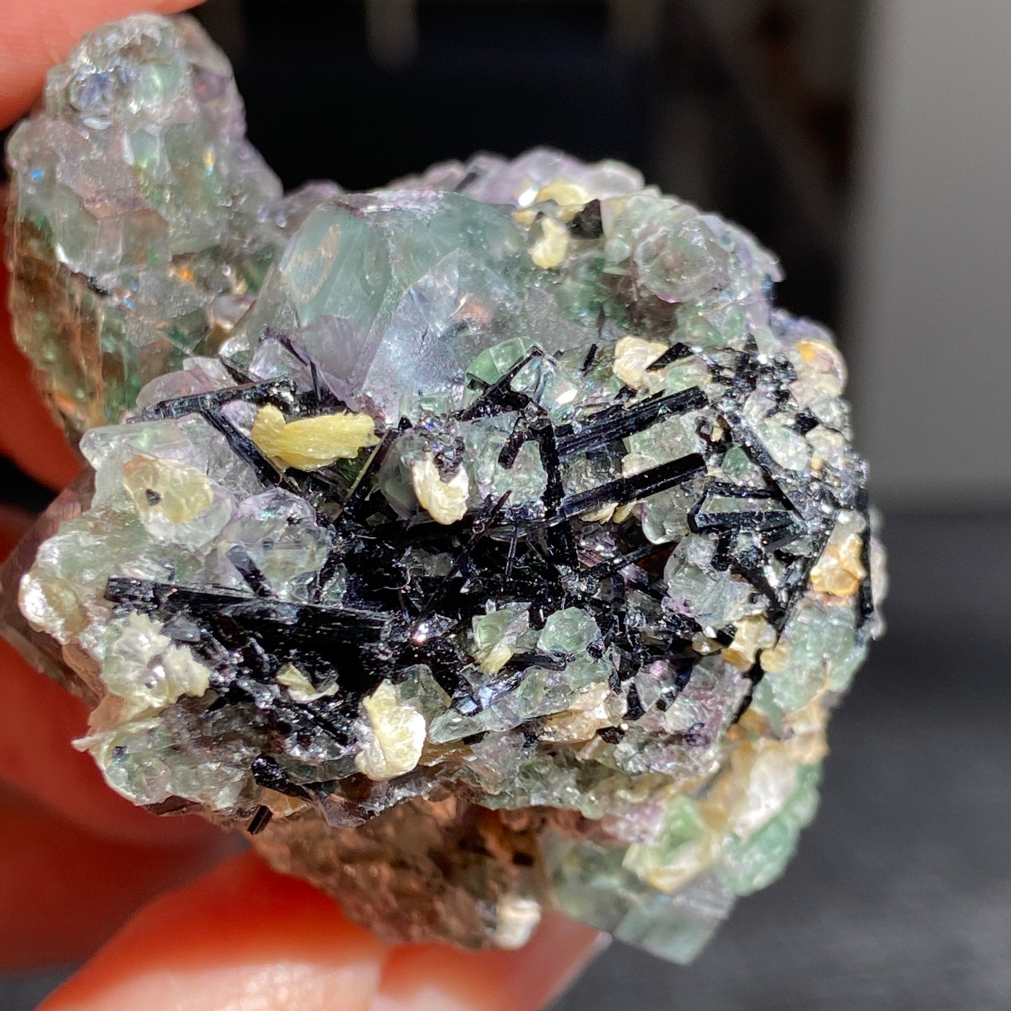 Namibian Fluorite with Black Tourmaline & Mica