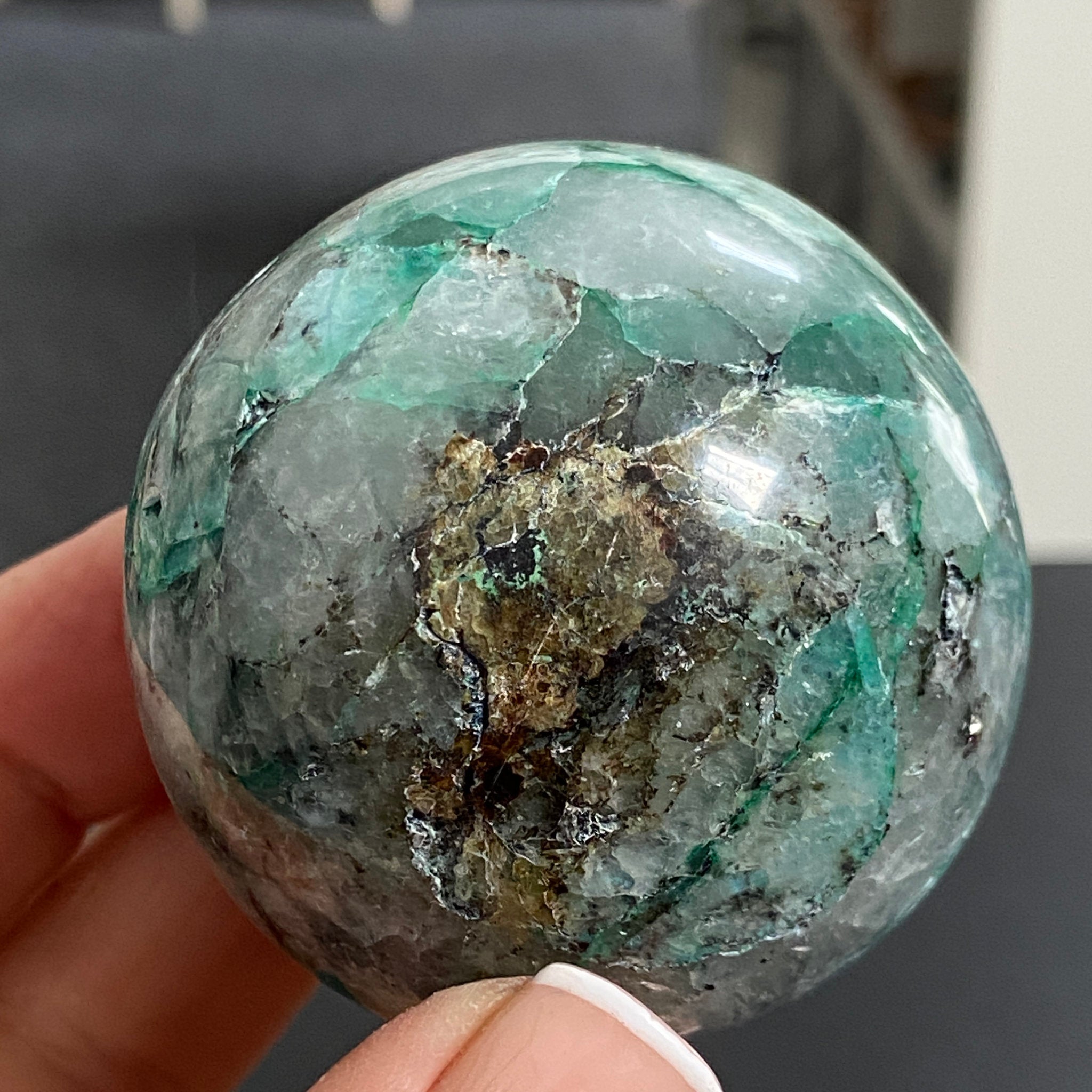 Chrysocolla, Quartz & Opal Sphere – Peru
