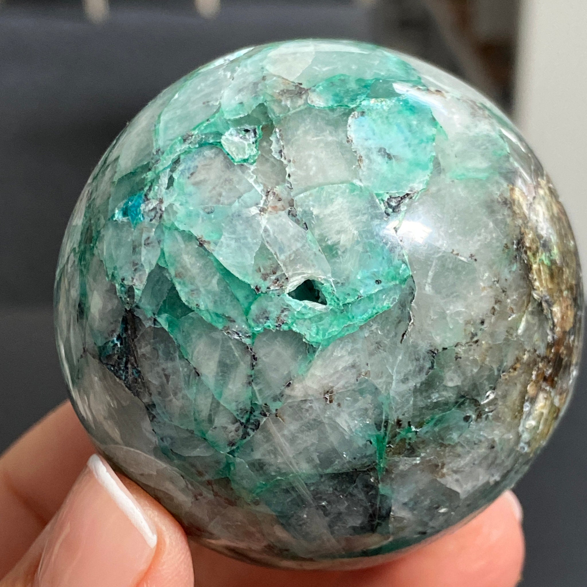 Chrysocolla, Quartz & Opal Sphere – Peru