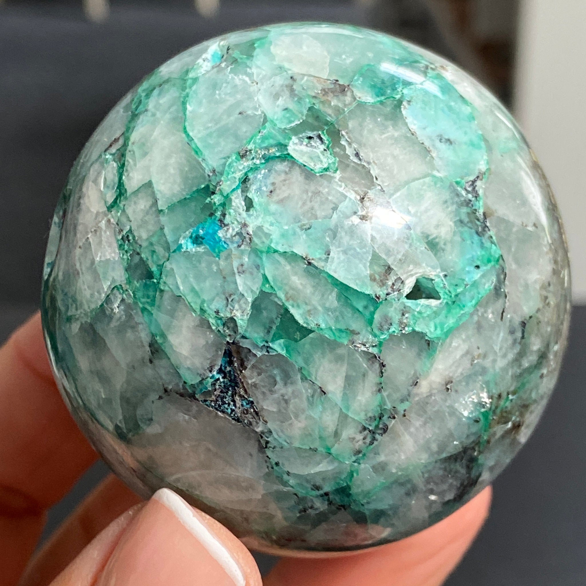 Chrysocolla, Quartz & Opal Sphere – Peru