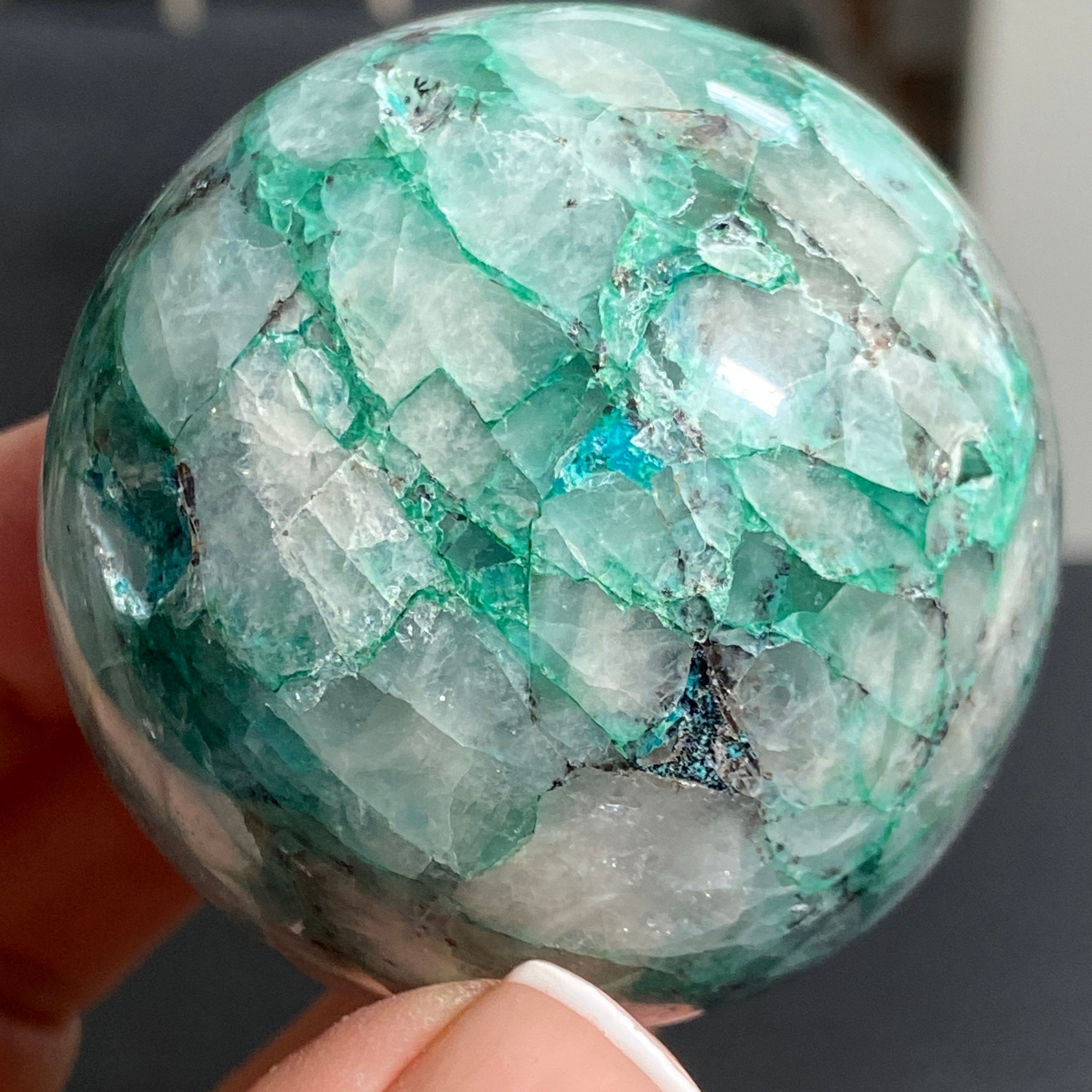 Chrysocolla, Quartz & Opal Sphere – Peru