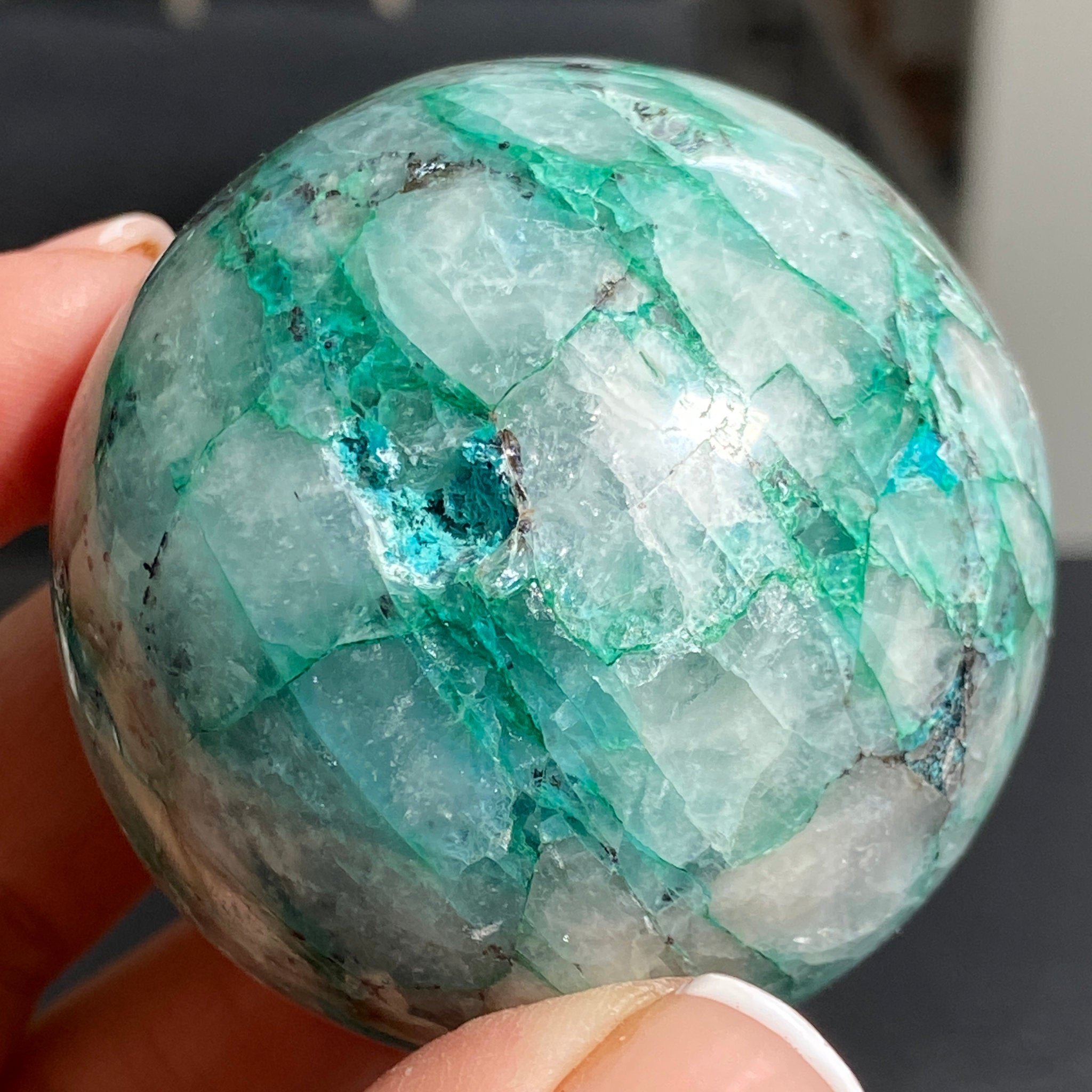 Chrysocolla, Quartz & Opal Sphere – Peru